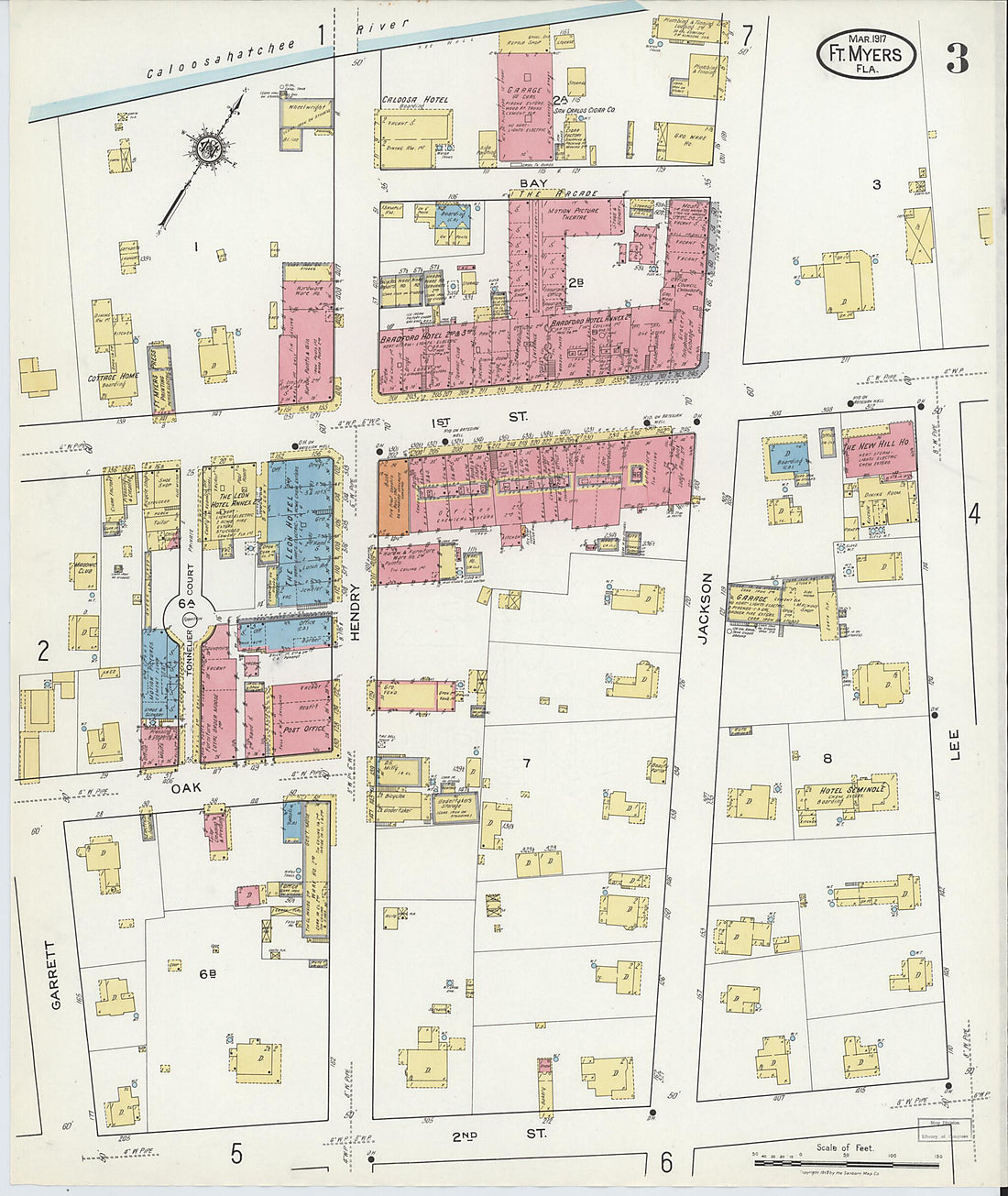 This old map of Fort Myers, Lee County, Florida was created by Sanborn Map Company in 1917