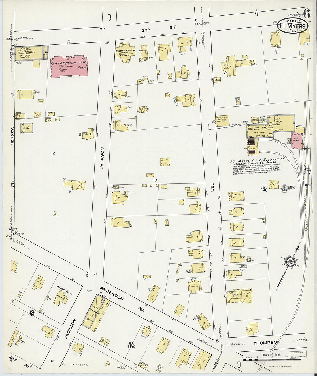 This old map of Fort Myers, Lee County, Florida was created by Sanborn Map Company in 1917