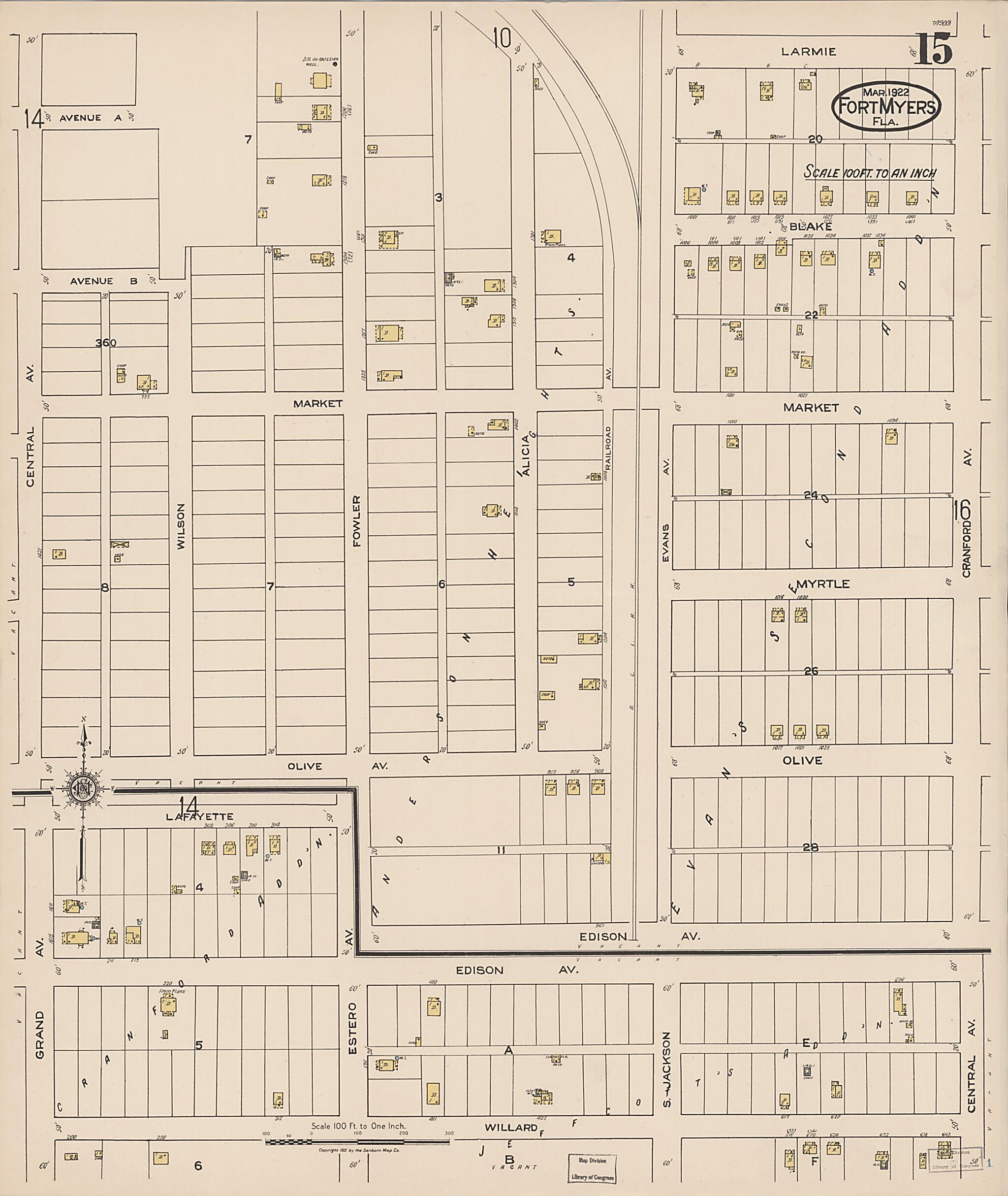 Old Map of Fort Myers, Lee County, Florida [1922] Fort Myers, Lee ...