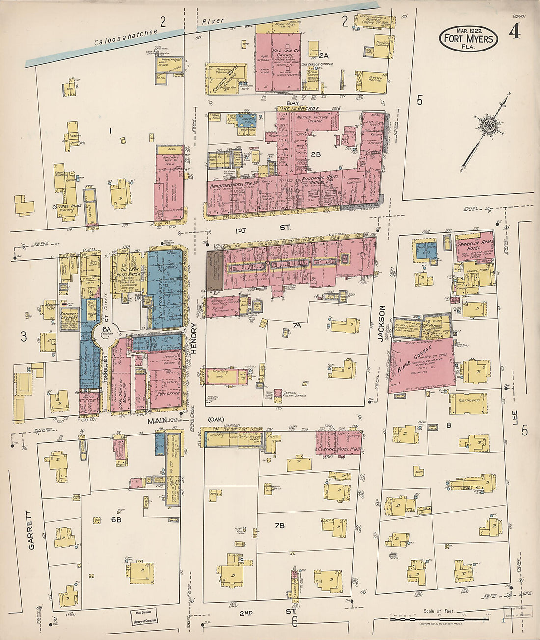 This old map of Fort Myers, Lee County, Florida was created by Sanborn Map Company in 1922