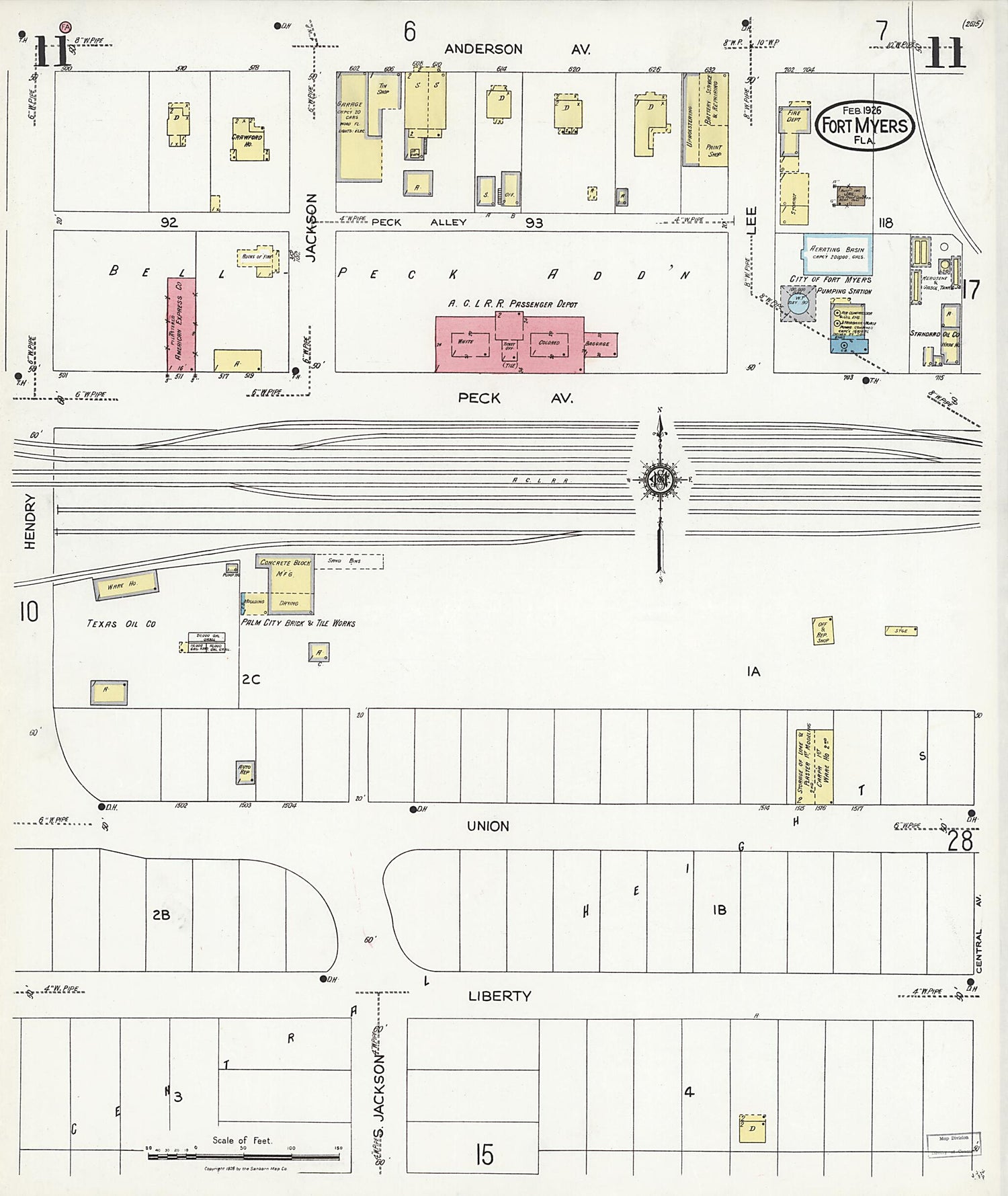 This old map of Fort Myers, Lee County, Florida was created by Sanborn Map Company in 1926