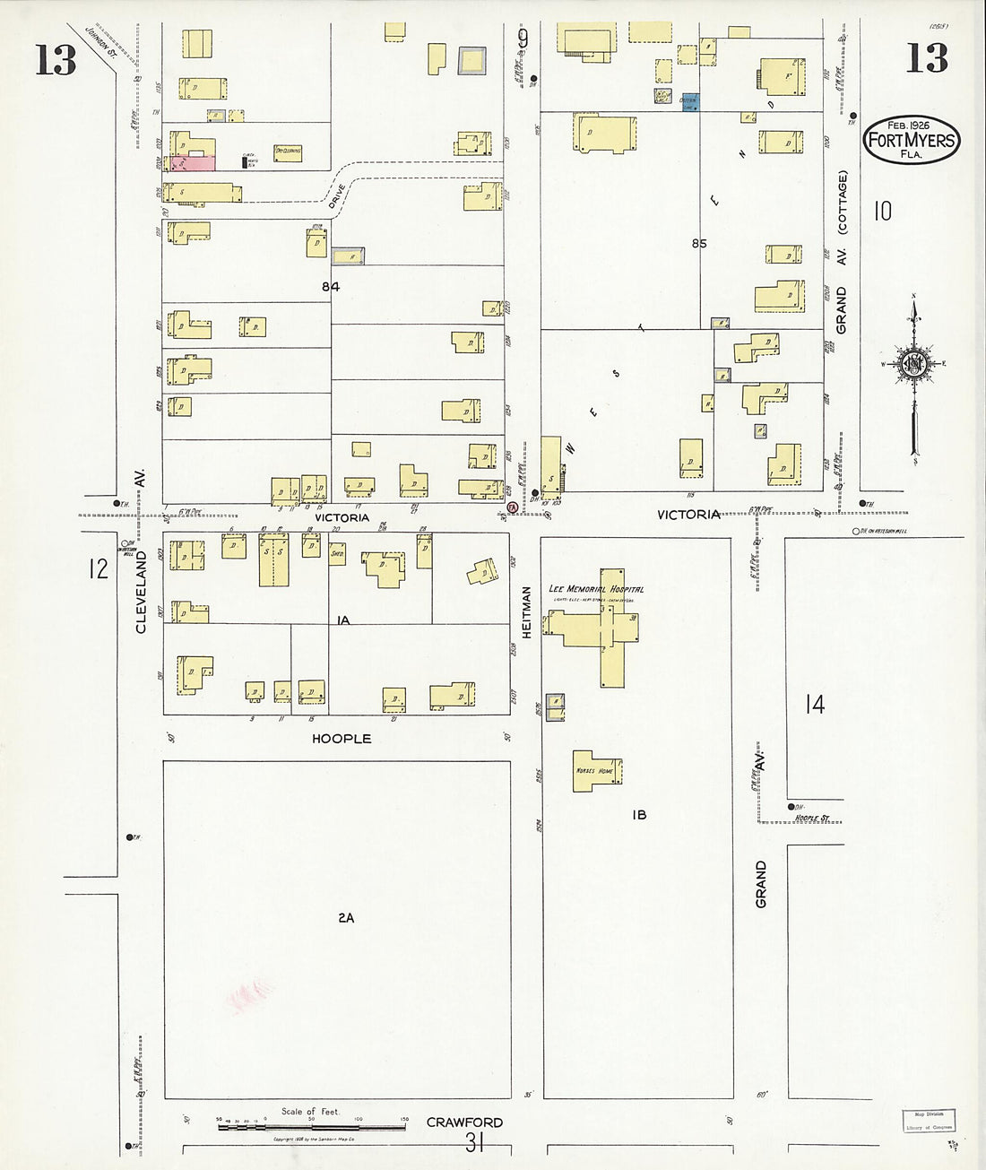 This old map of Fort Myers, Lee County, Florida was created by Sanborn Map Company in 1926