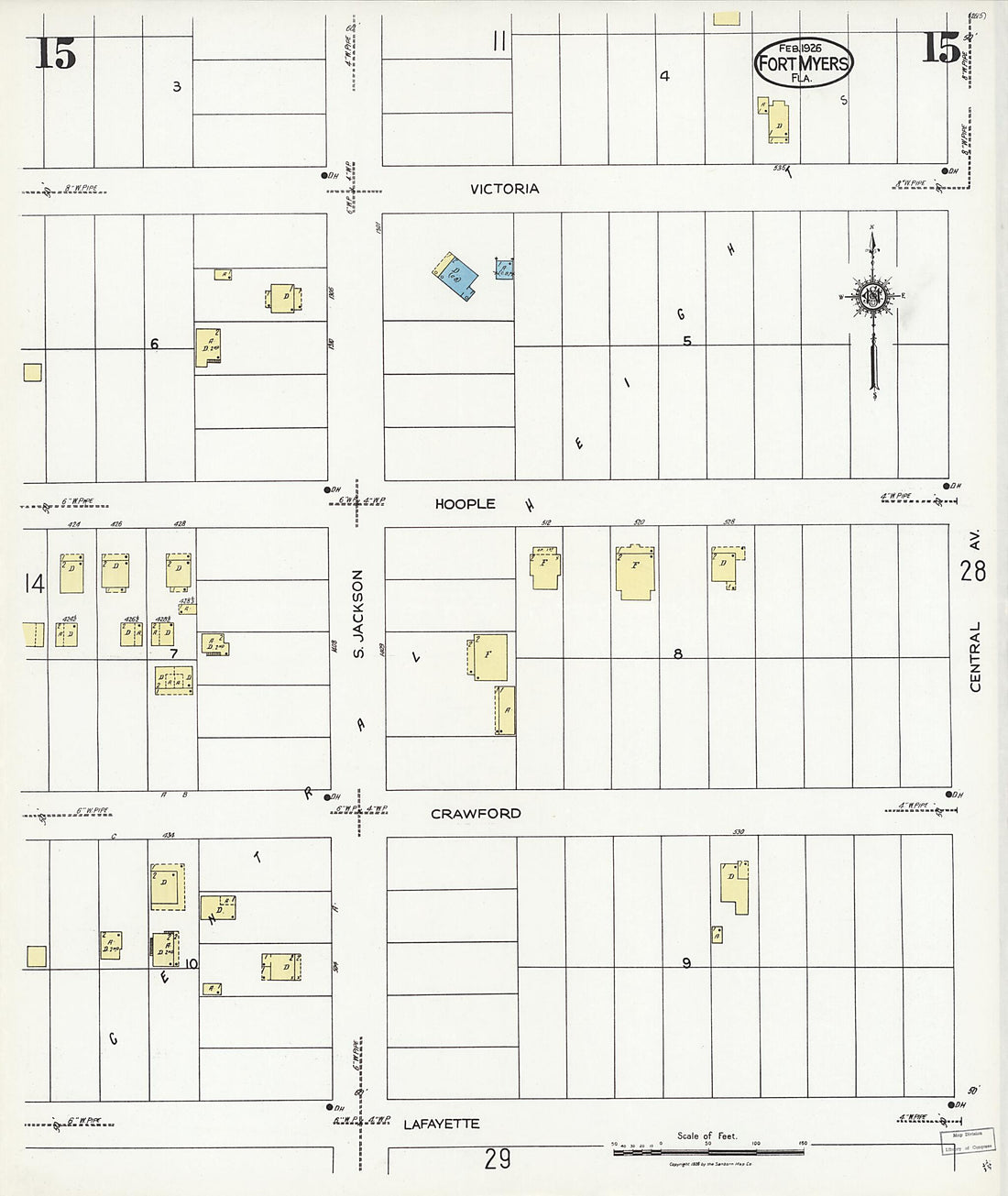 This old map of Fort Myers, Lee County, Florida was created by Sanborn Map Company in 1926