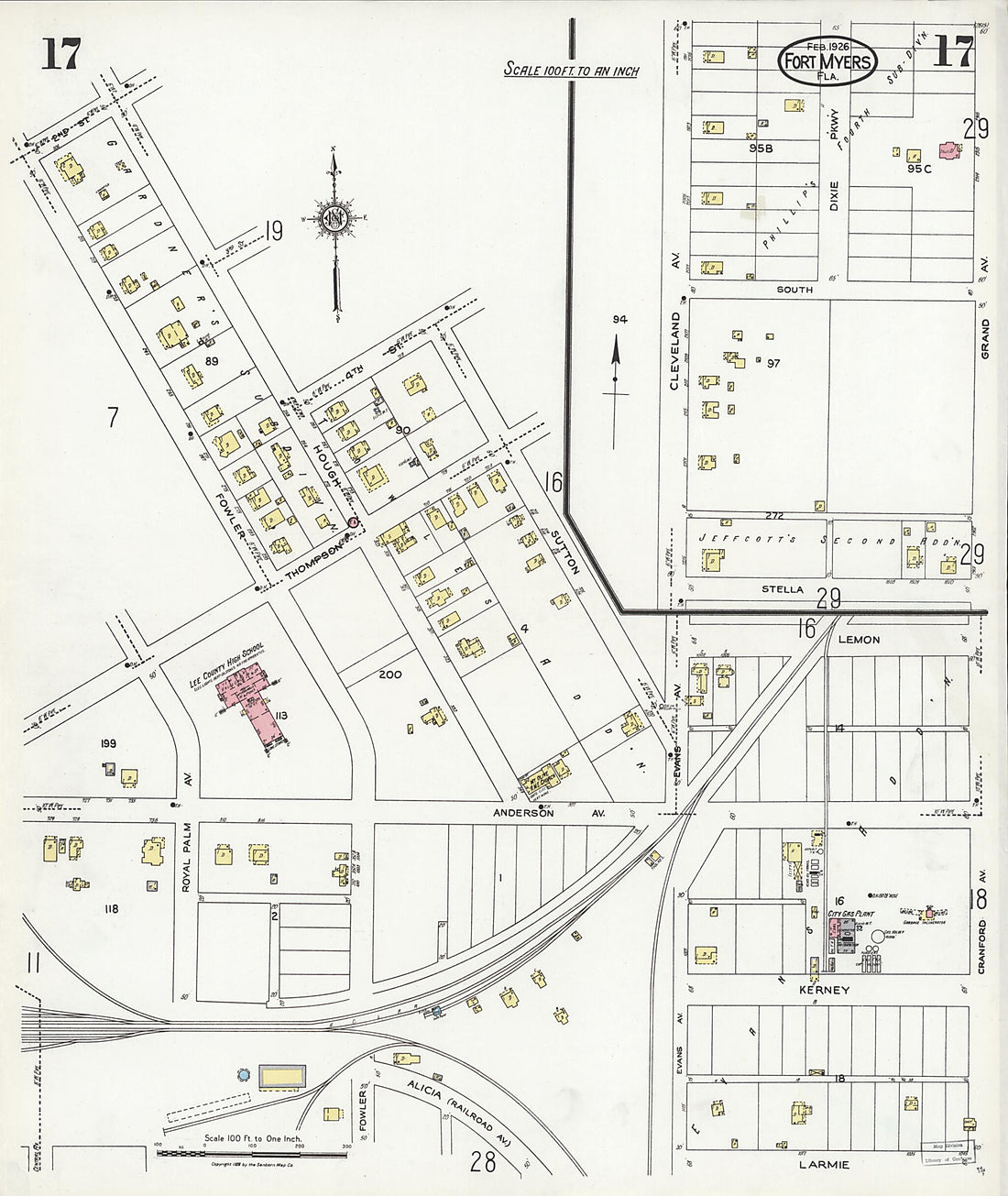 This old map of Fort Myers, Lee County, Florida was created by Sanborn Map Company in 1926