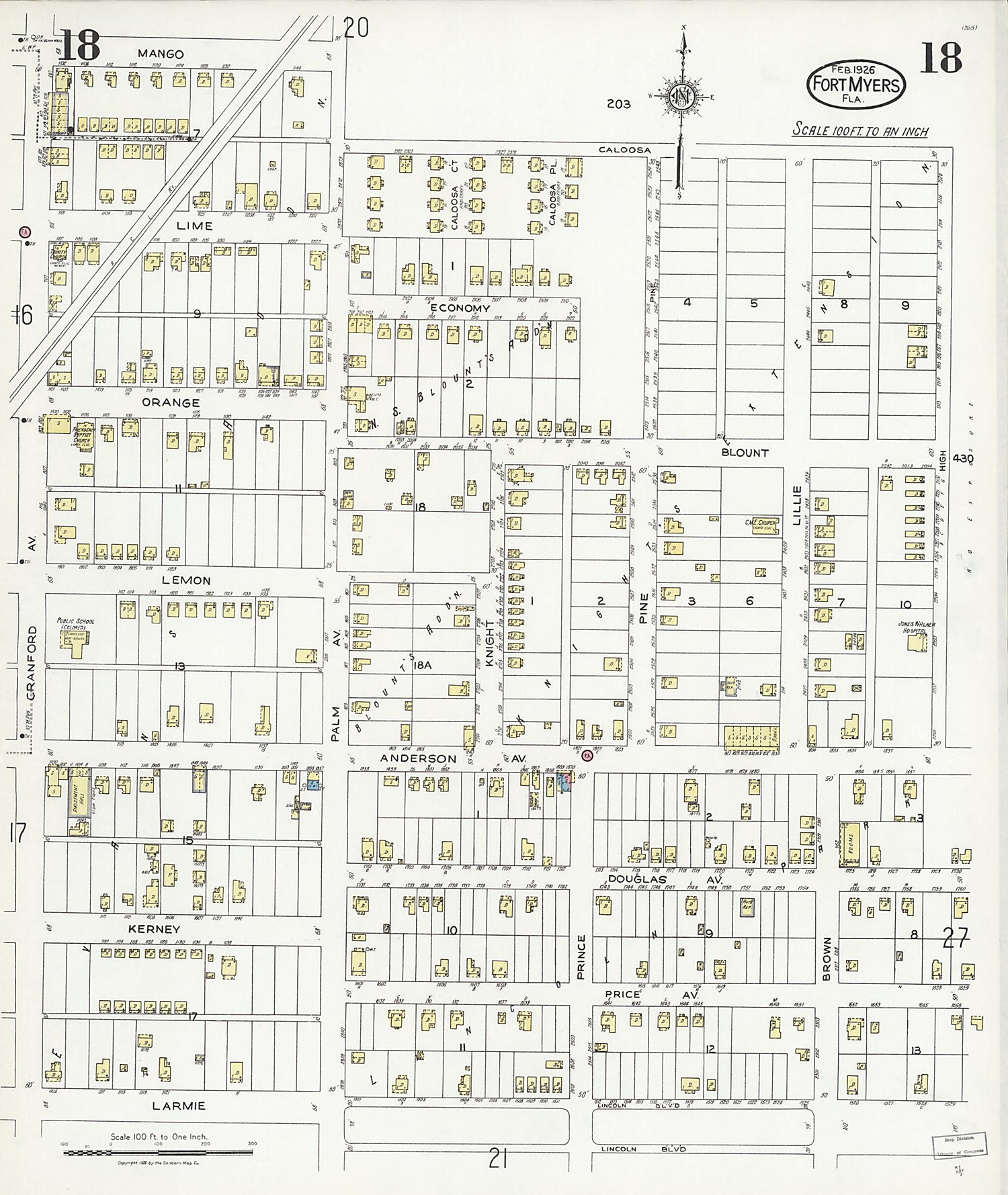 This old map of Fort Myers, Lee County, Florida was created by Sanborn Map Company in 1926