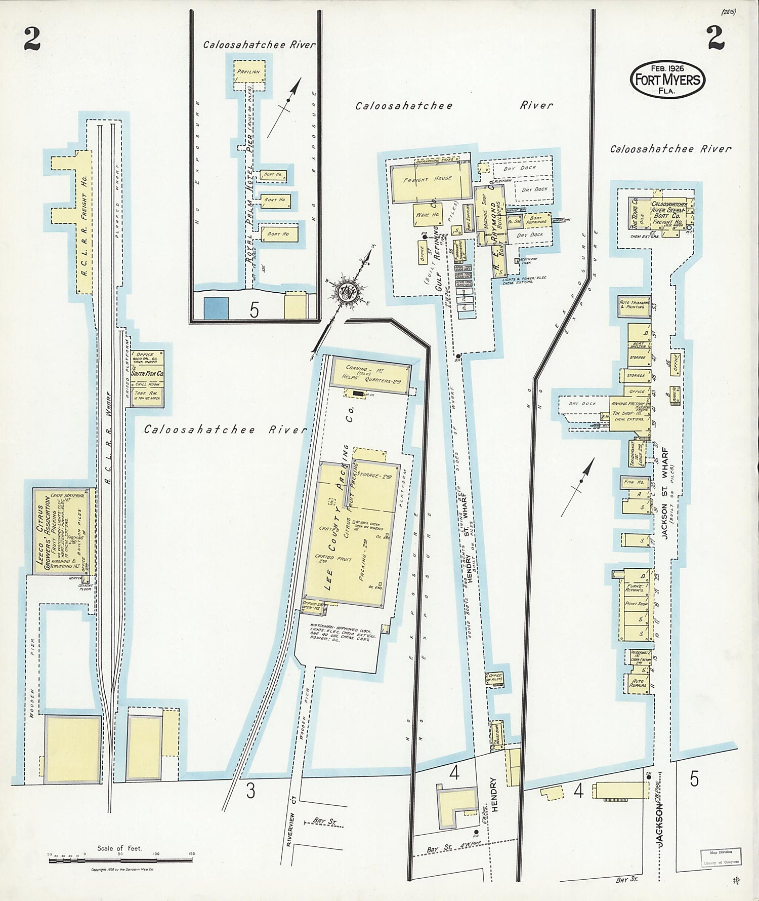 This old map of Fort Myers, Lee County, Florida was created by Sanborn Map Company in 1926