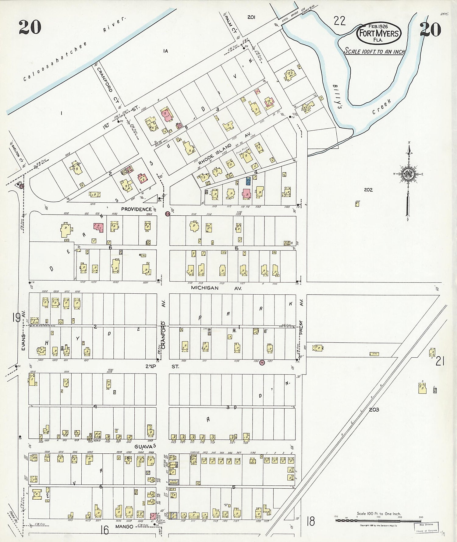 This old map of Fort Myers, Lee County, Florida was created by Sanborn Map Company in 1926