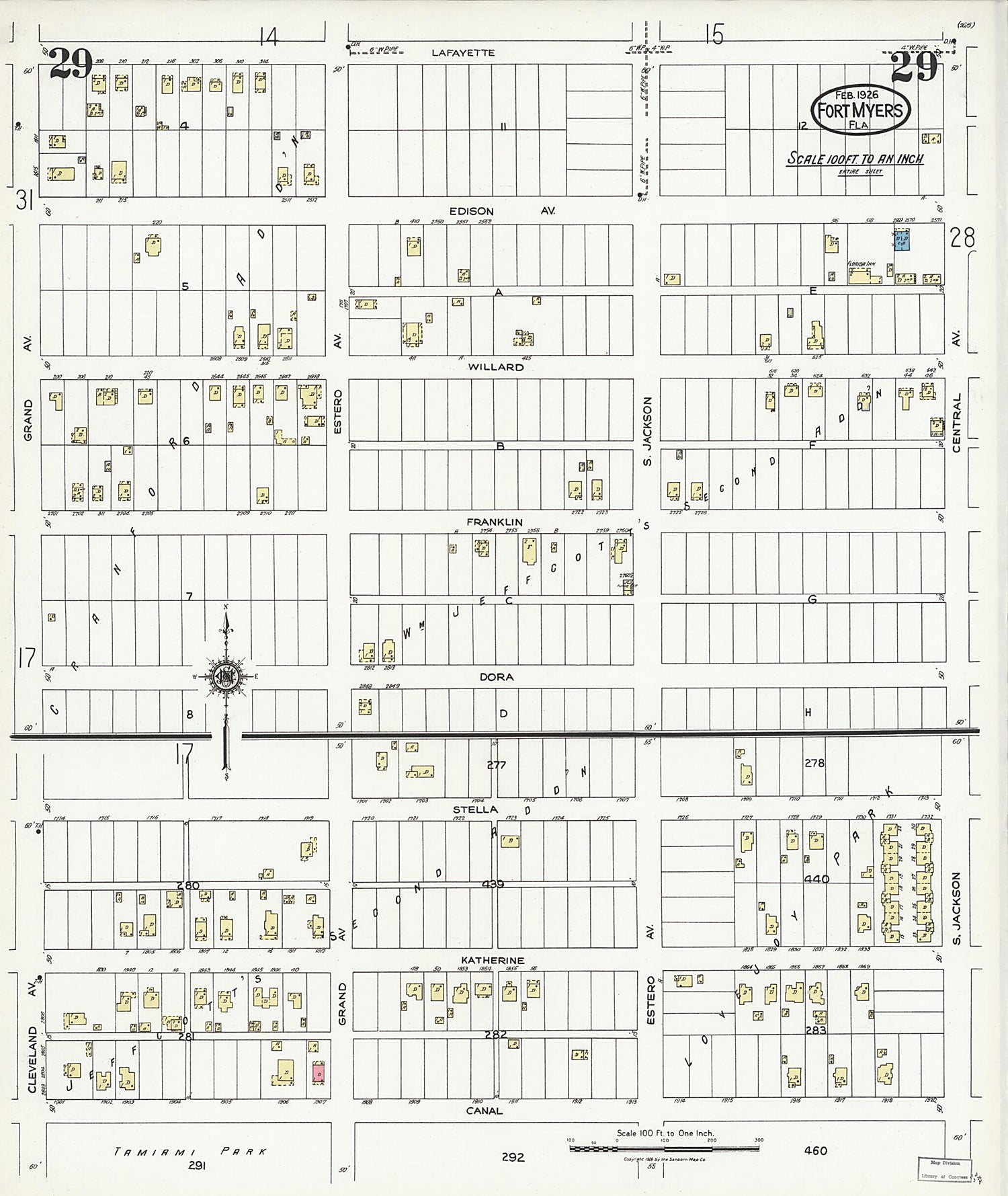 This old map of Fort Myers, Lee County, Florida was created by Sanborn Map Company in 1926