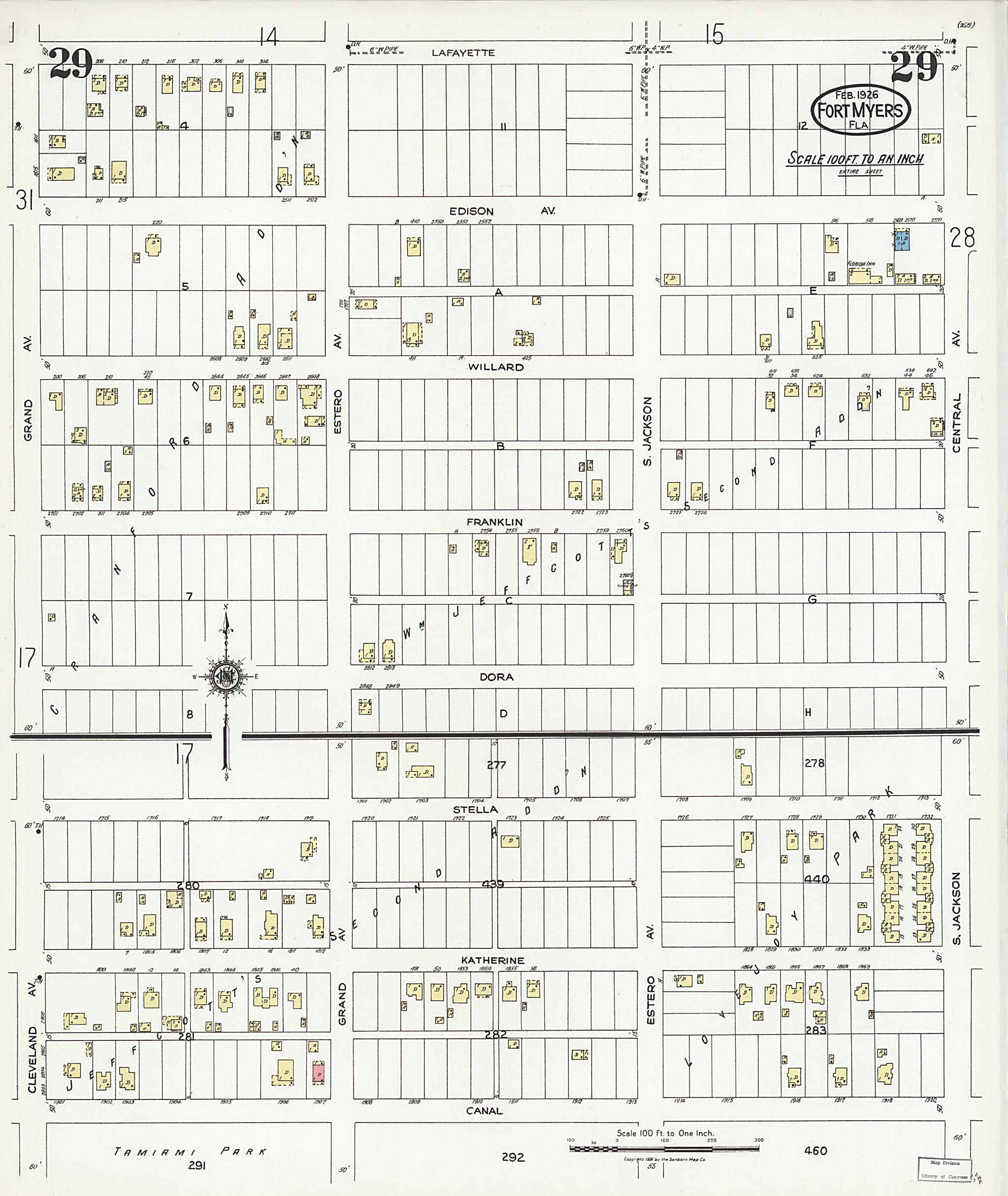 This old map of Fort Myers, Lee County, Florida was created by Sanborn Map Company in 1926