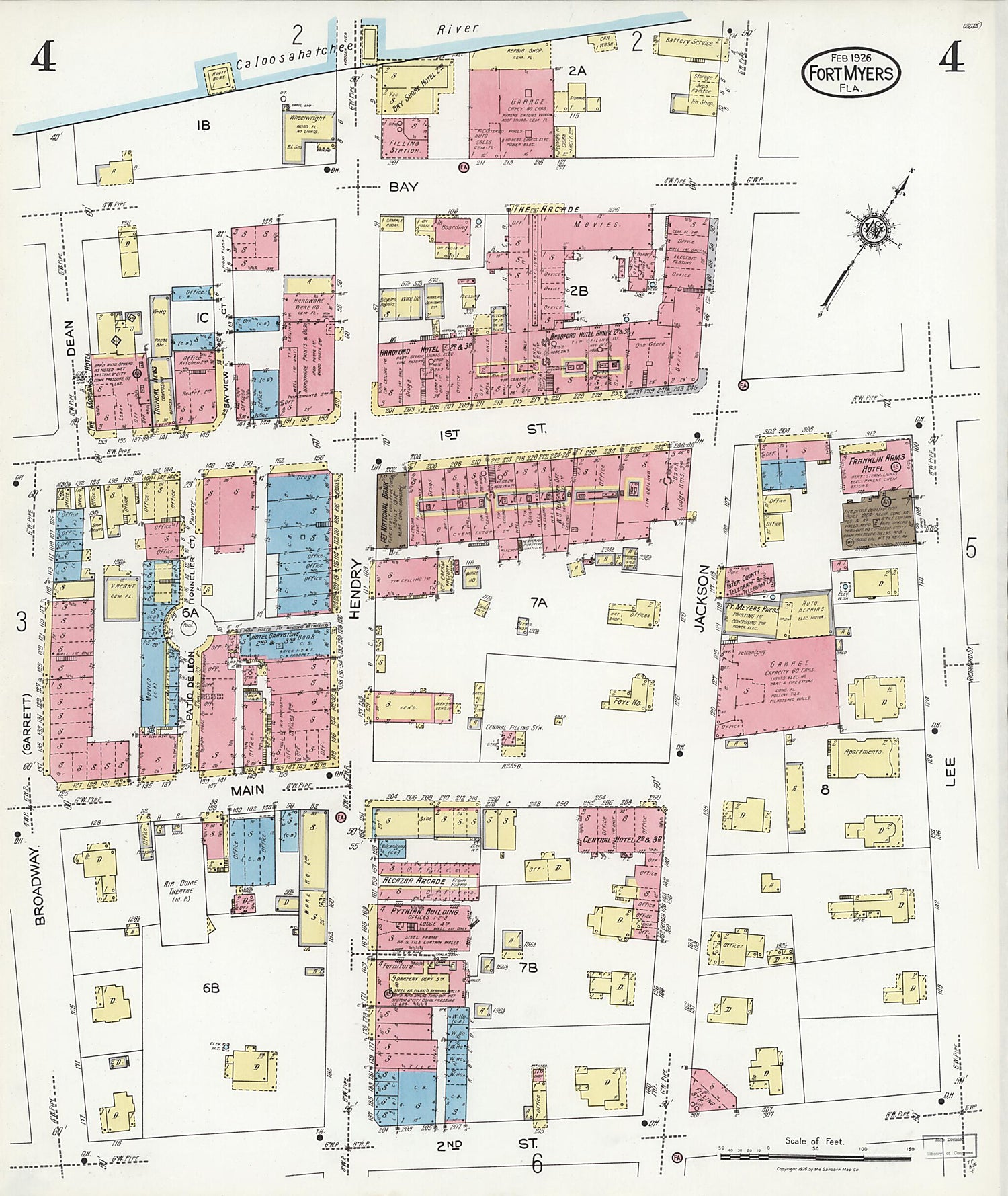 This old map of Fort Myers, Lee County, Florida was created by Sanborn Map Company in 1926