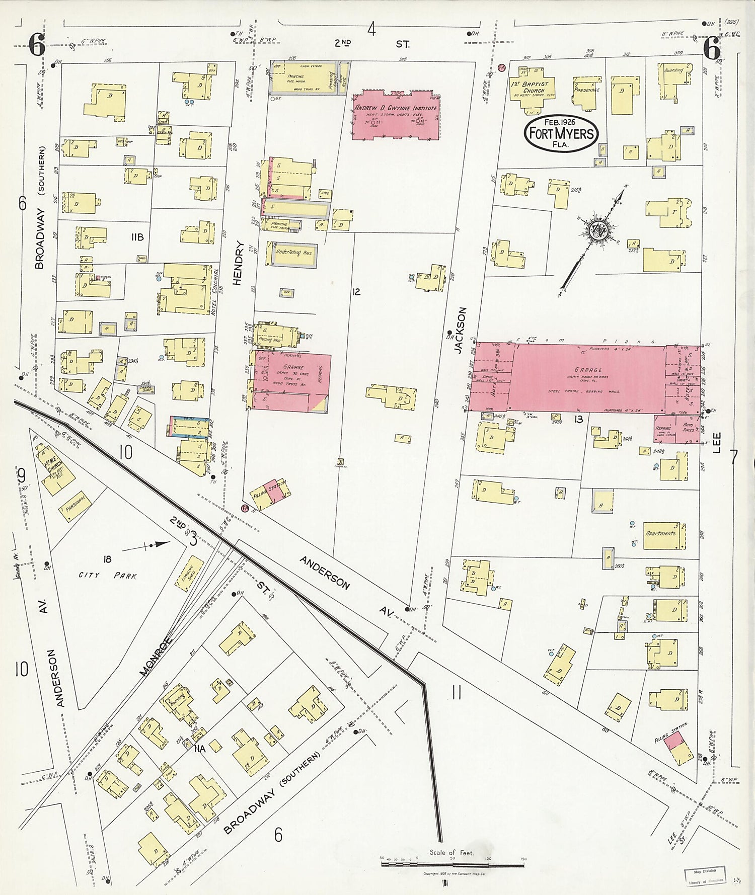 This old map of Fort Myers, Lee County, Florida was created by Sanborn Map Company in 1926