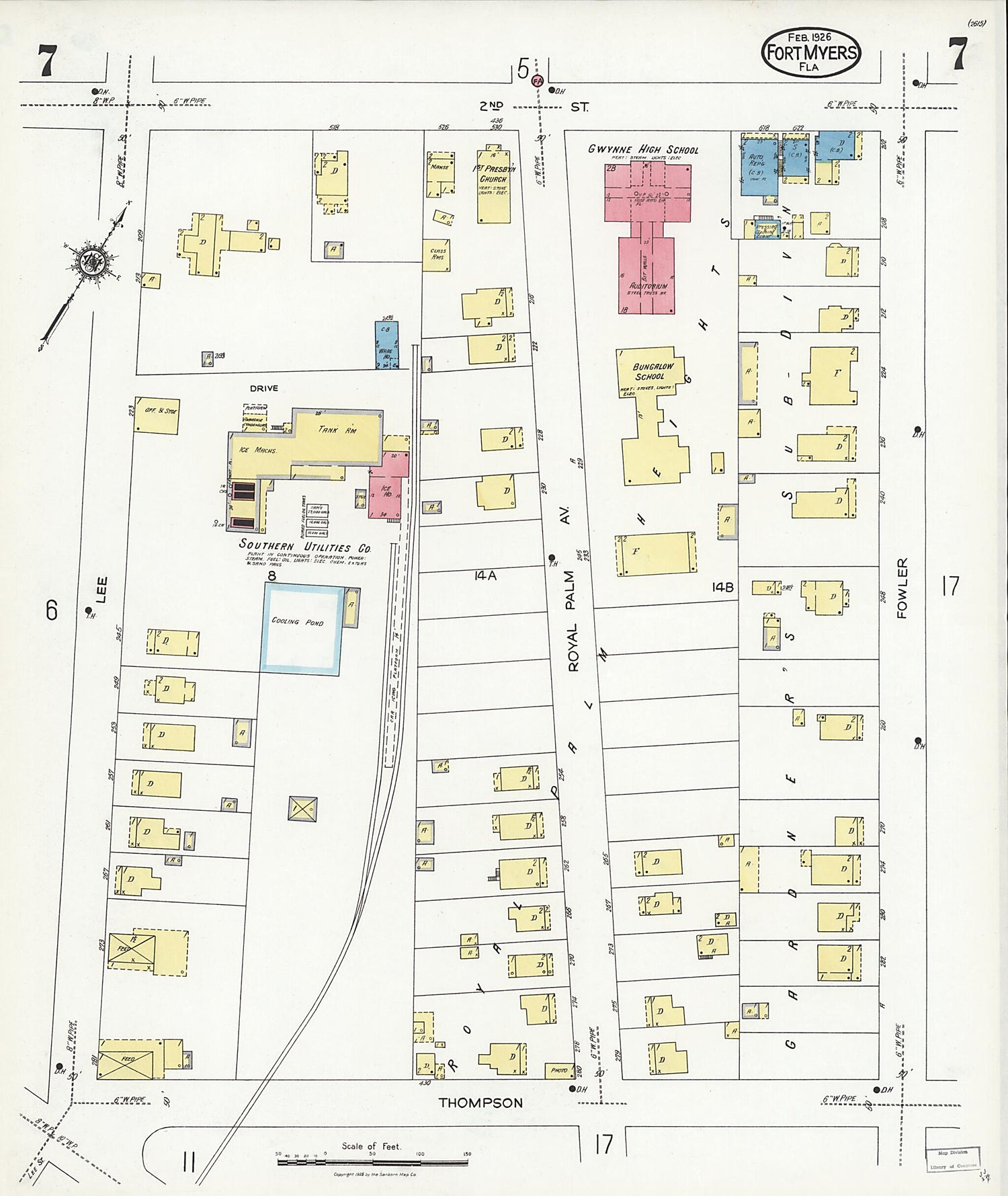 This old map of Fort Myers, Lee County, Florida was created by Sanborn Map Company in 1926