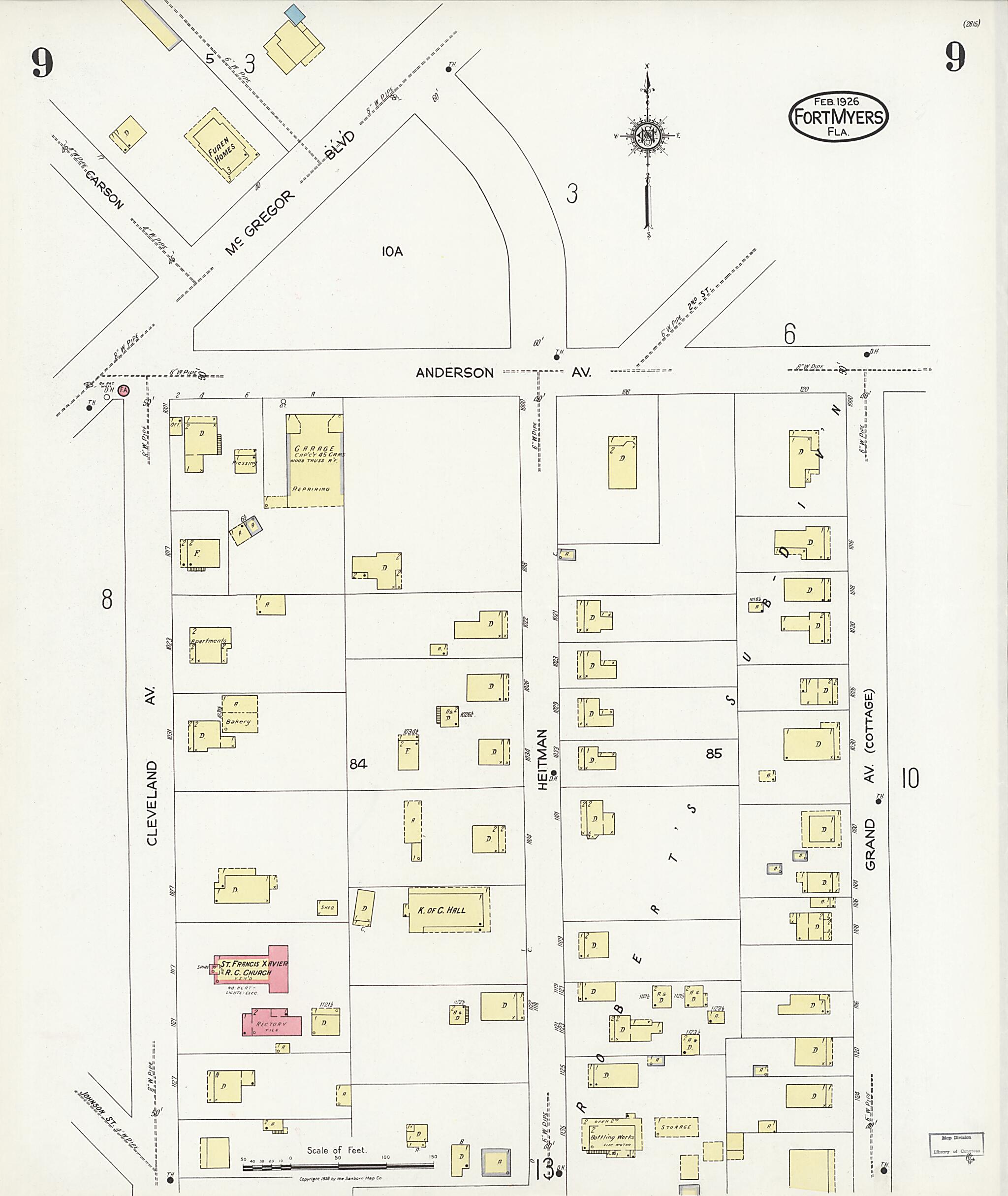 This old map of Fort Myers, Lee County, Florida was created by Sanborn Map Company in 1926