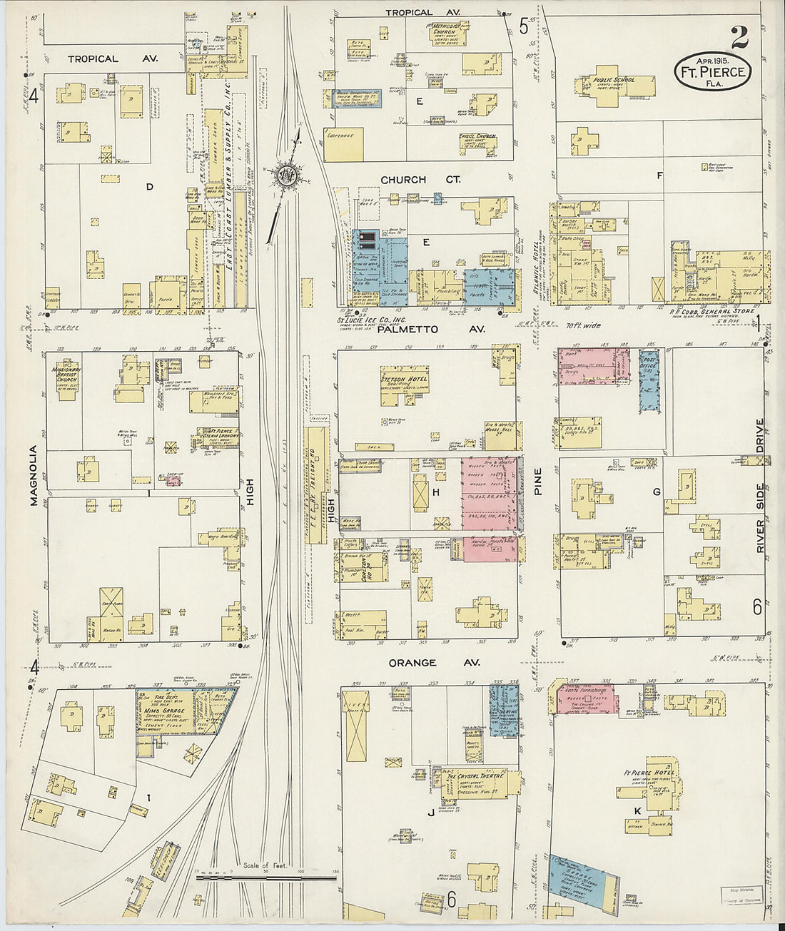 This old map of Fort Pierce, St Lucie County, Florida was created by Sanborn Map Company in 1915