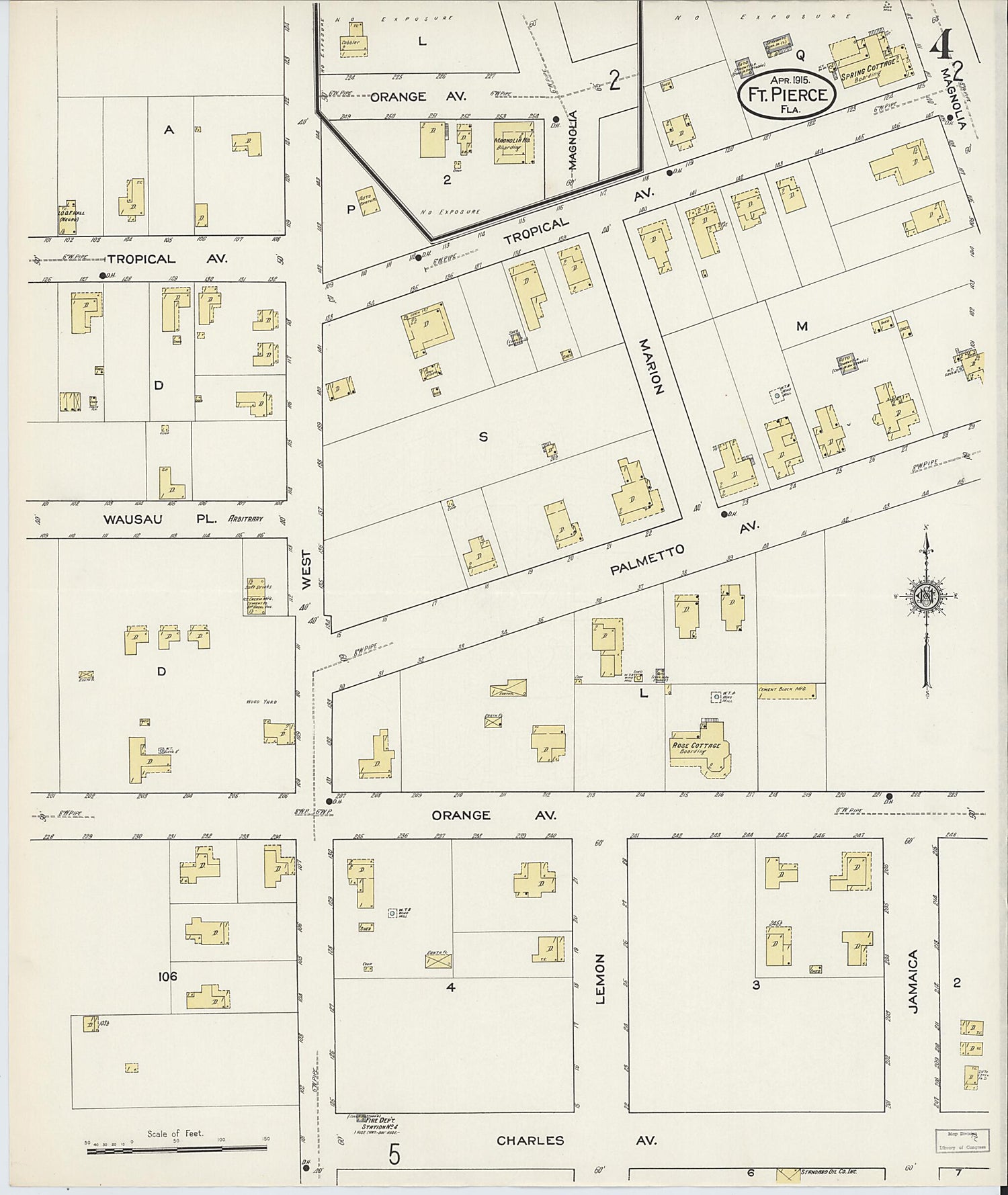 This old map of Fort Pierce, St Lucie County, Florida was created by Sanborn Map Company in 1915