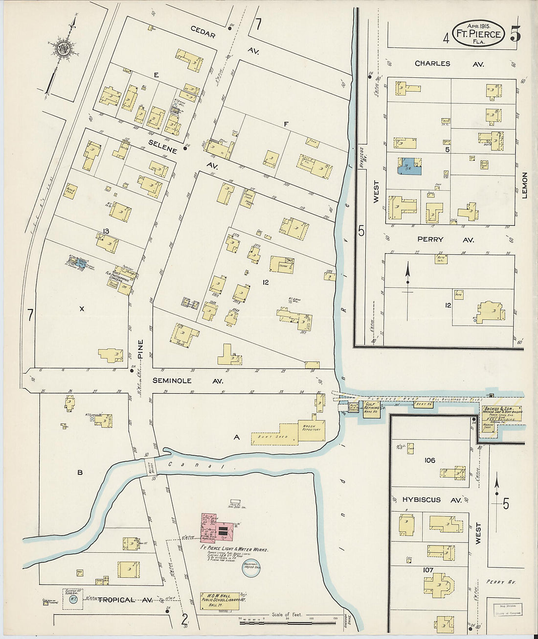 This old map of Fort Pierce, St Lucie County, Florida was created by Sanborn Map Company in 1915