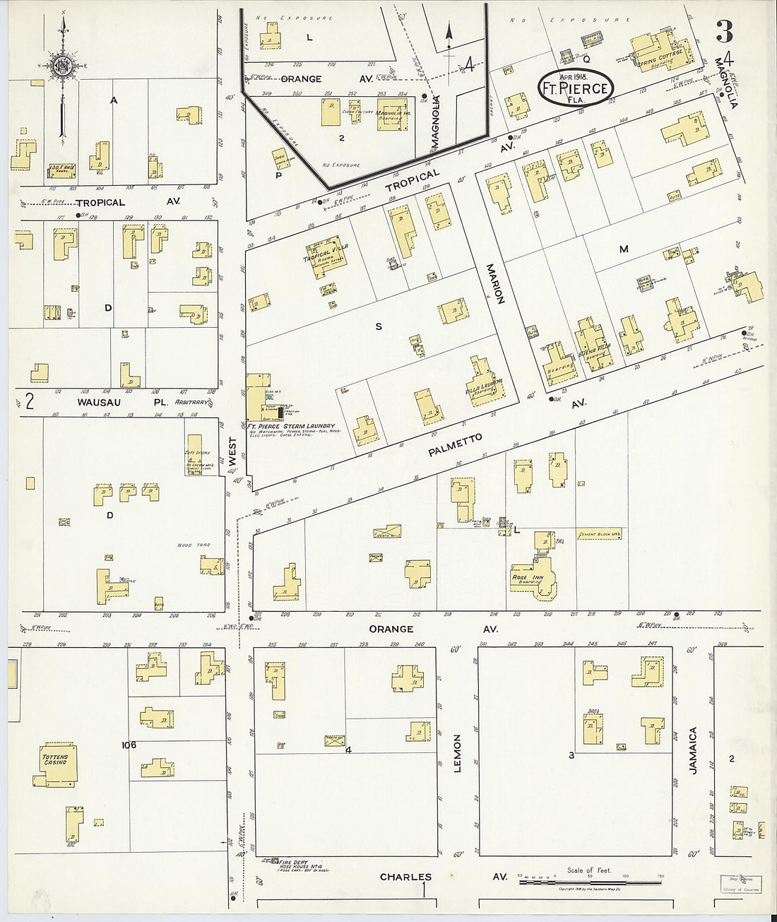 This old map of Fort Pierce, St Lucie County, Florida was created by Sanborn Map Company in 1918