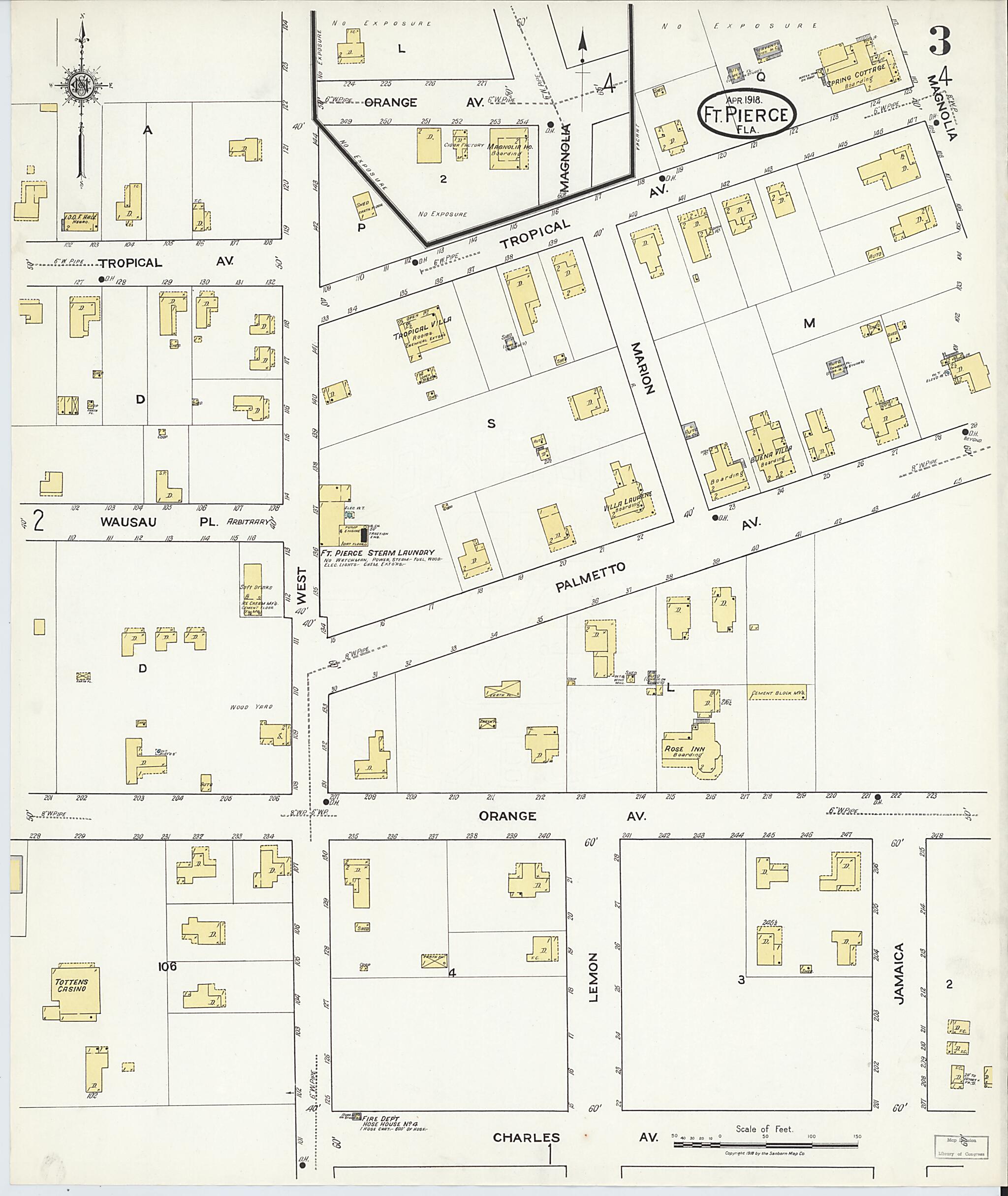 This old map of Fort Pierce, St Lucie County, Florida was created by Sanborn Map Company in 1918