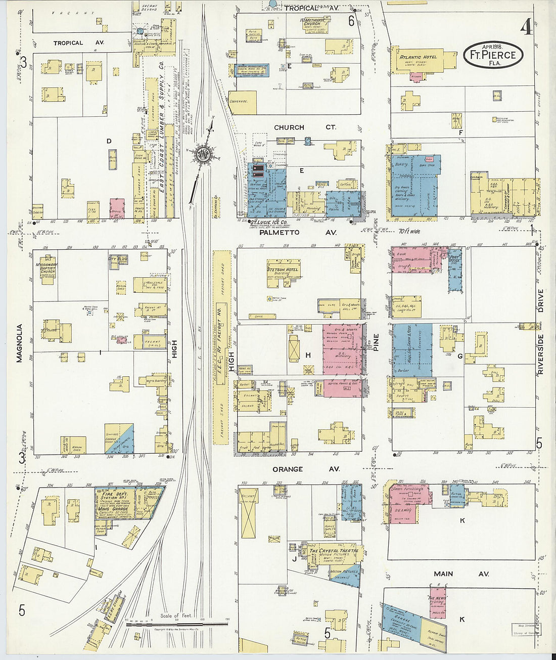 This old map of Fort Pierce, St Lucie County, Florida was created by Sanborn Map Company in 1918