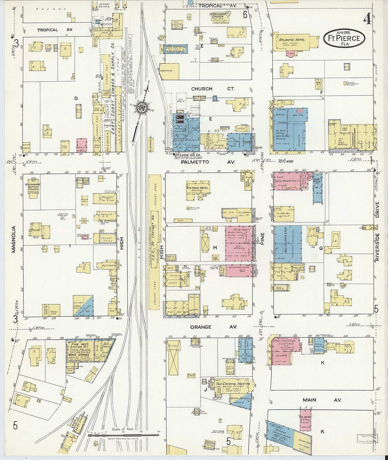 This old map of Fort Pierce, St Lucie County, Florida was created by Sanborn Map Company in 1918