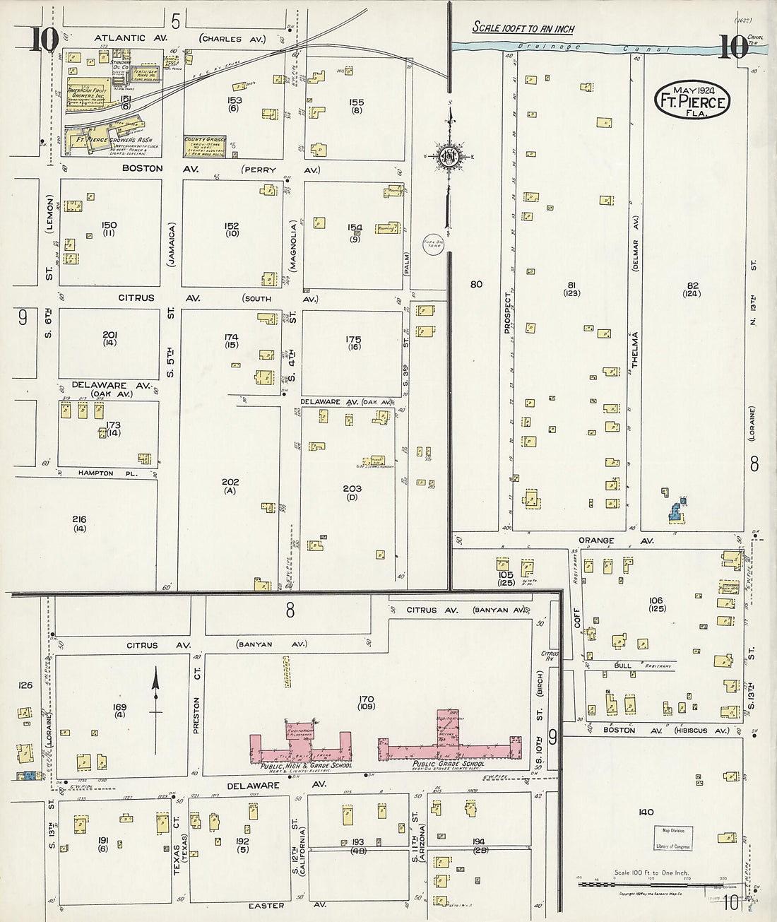 This old map of Fort Pierce, St Lucie County, Florida was created by Sanborn Map Company in 1924