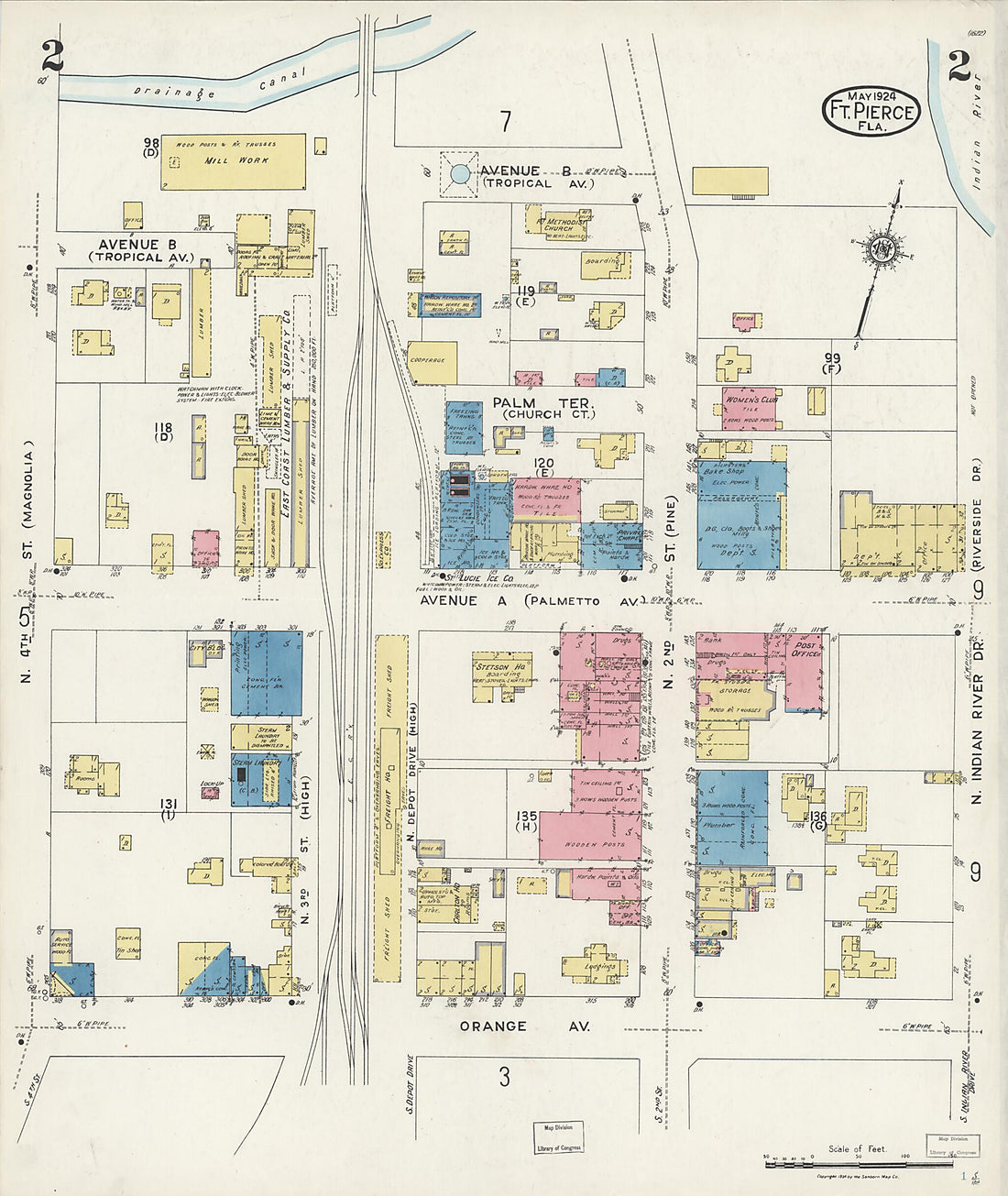 This old map of Fort Pierce, St Lucie County, Florida was created by Sanborn Map Company in 1924