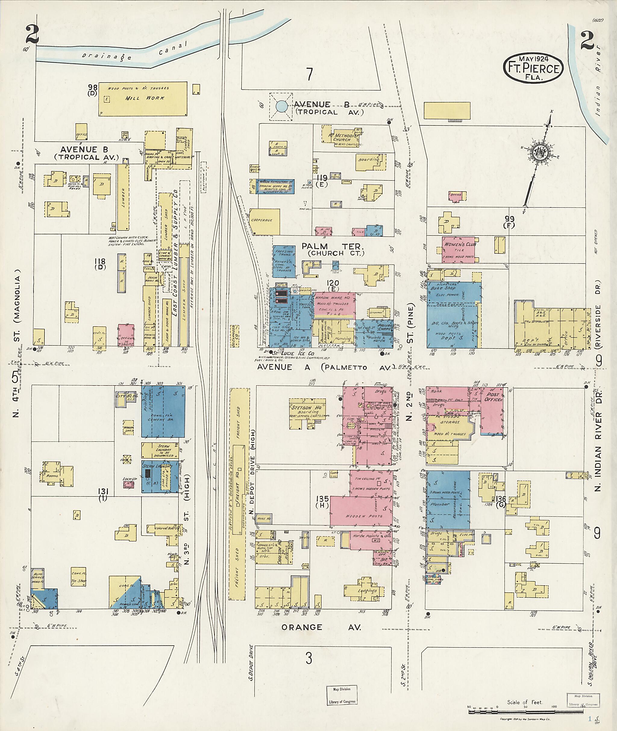 This old map of Fort Pierce, St Lucie County, Florida was created by Sanborn Map Company in 1924