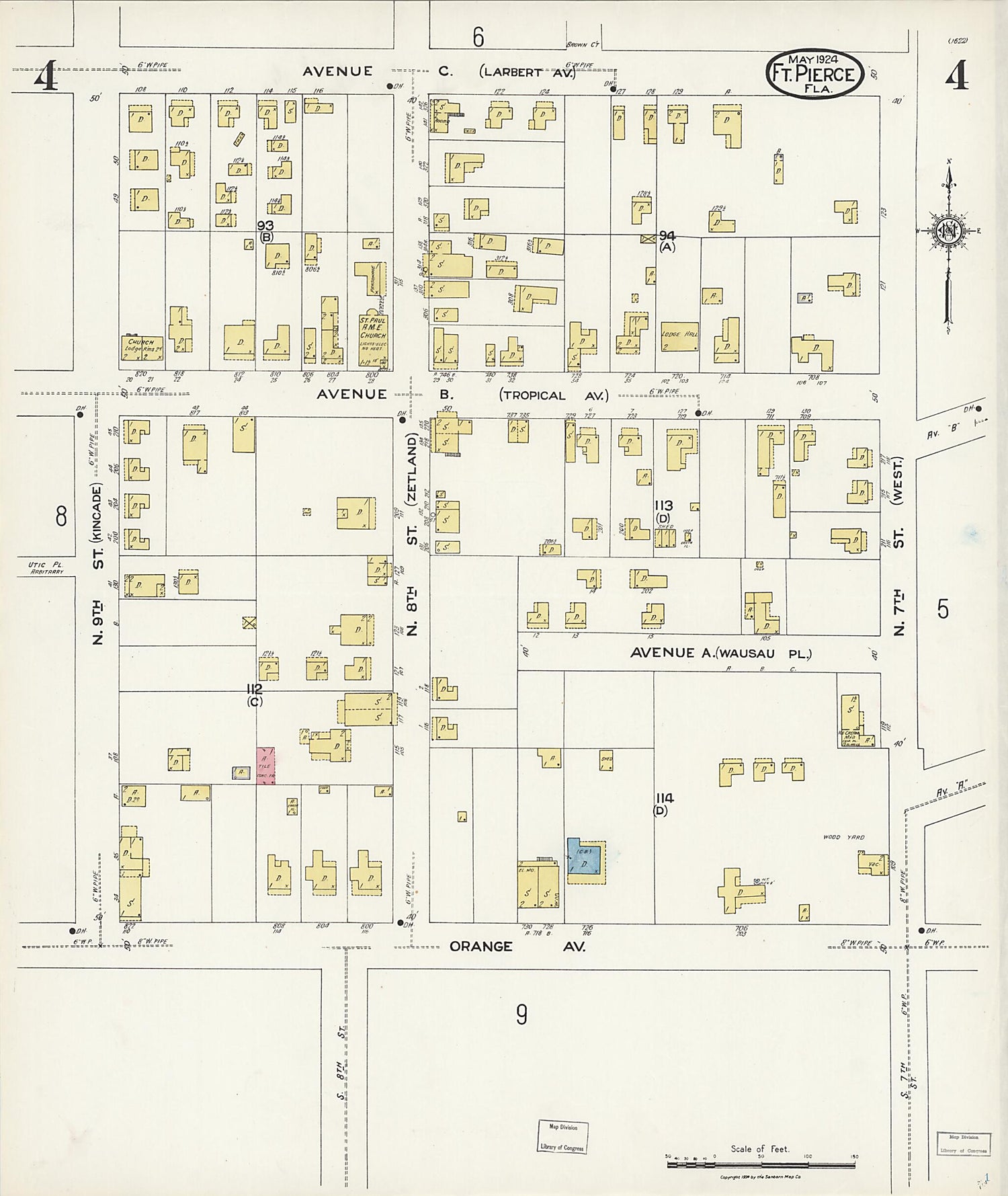 This old map of Fort Pierce, St Lucie County, Florida was created by Sanborn Map Company in 1924