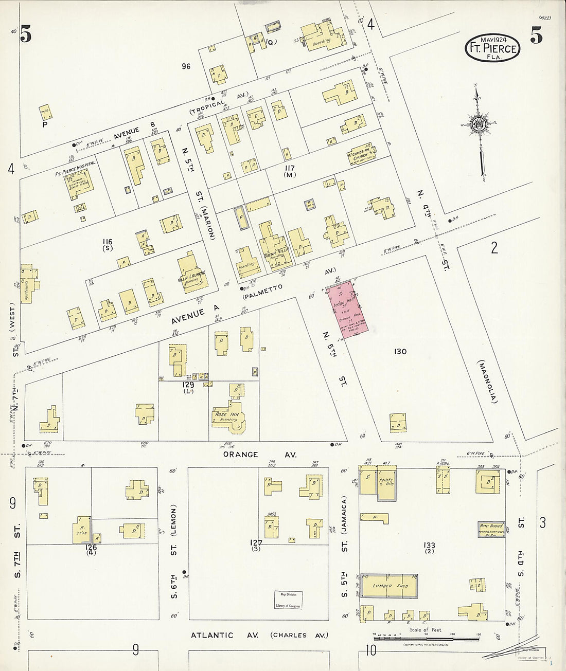 This old map of Fort Pierce, St Lucie County, Florida was created by Sanborn Map Company in 1924