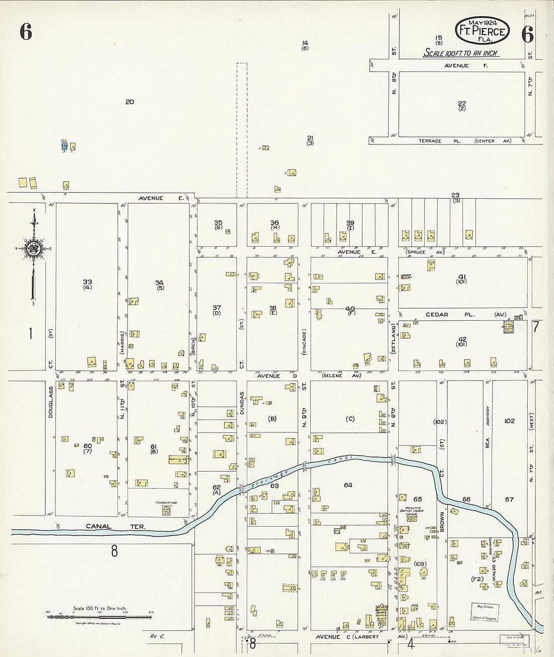 This old map of Fort Pierce, St Lucie County, Florida was created by Sanborn Map Company in 1924