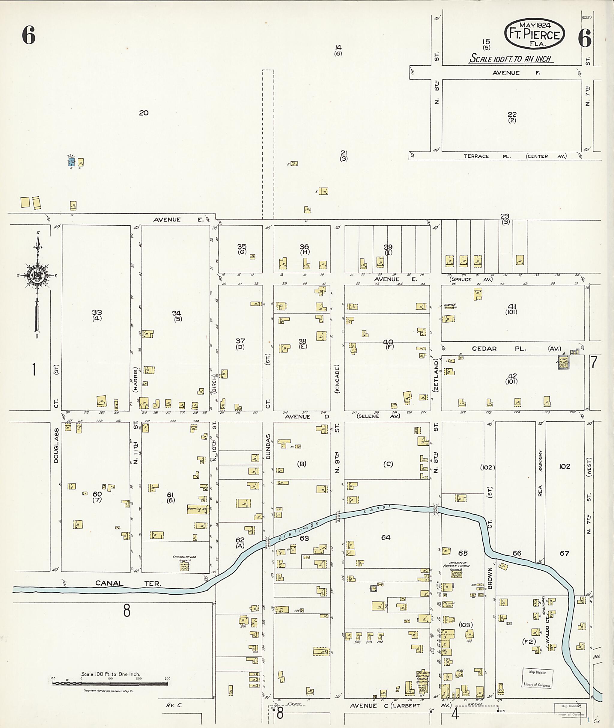 This old map of Fort Pierce, St Lucie County, Florida was created by Sanborn Map Company in 1924