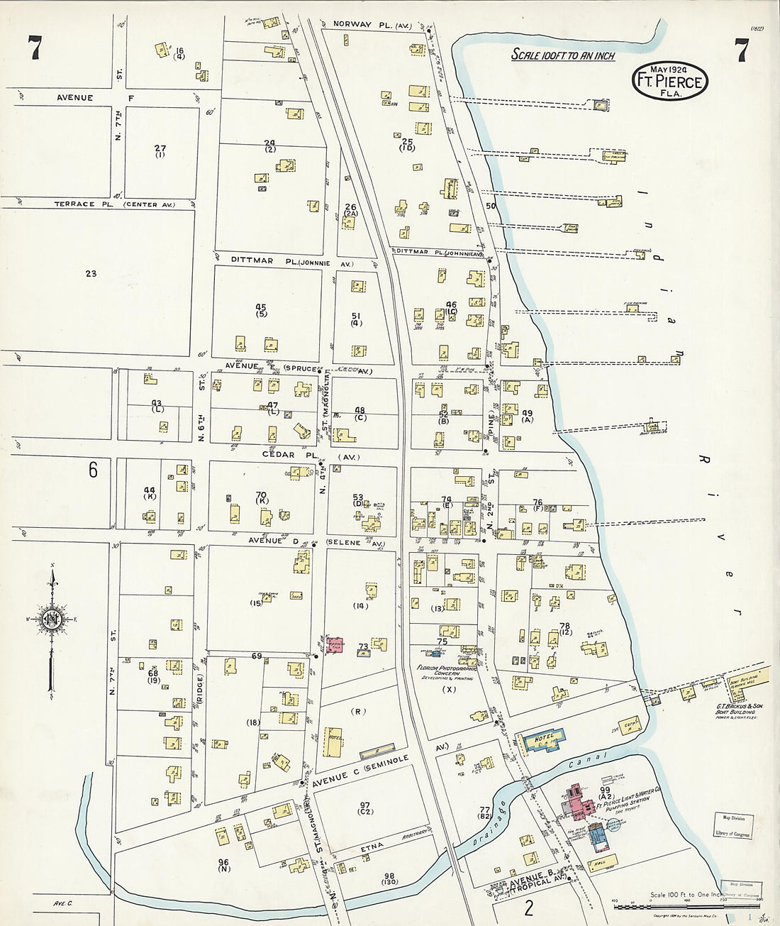 This old map of Fort Pierce, St Lucie County, Florida was created by Sanborn Map Company in 1924