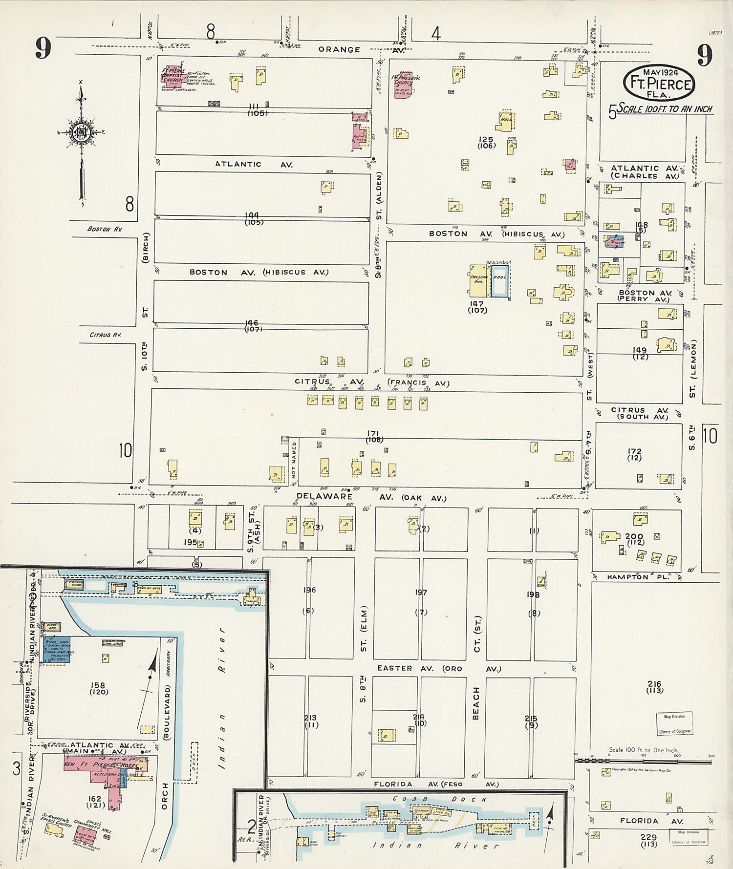 This old map of Fort Pierce, St Lucie County, Florida was created by Sanborn Map Company in 1924