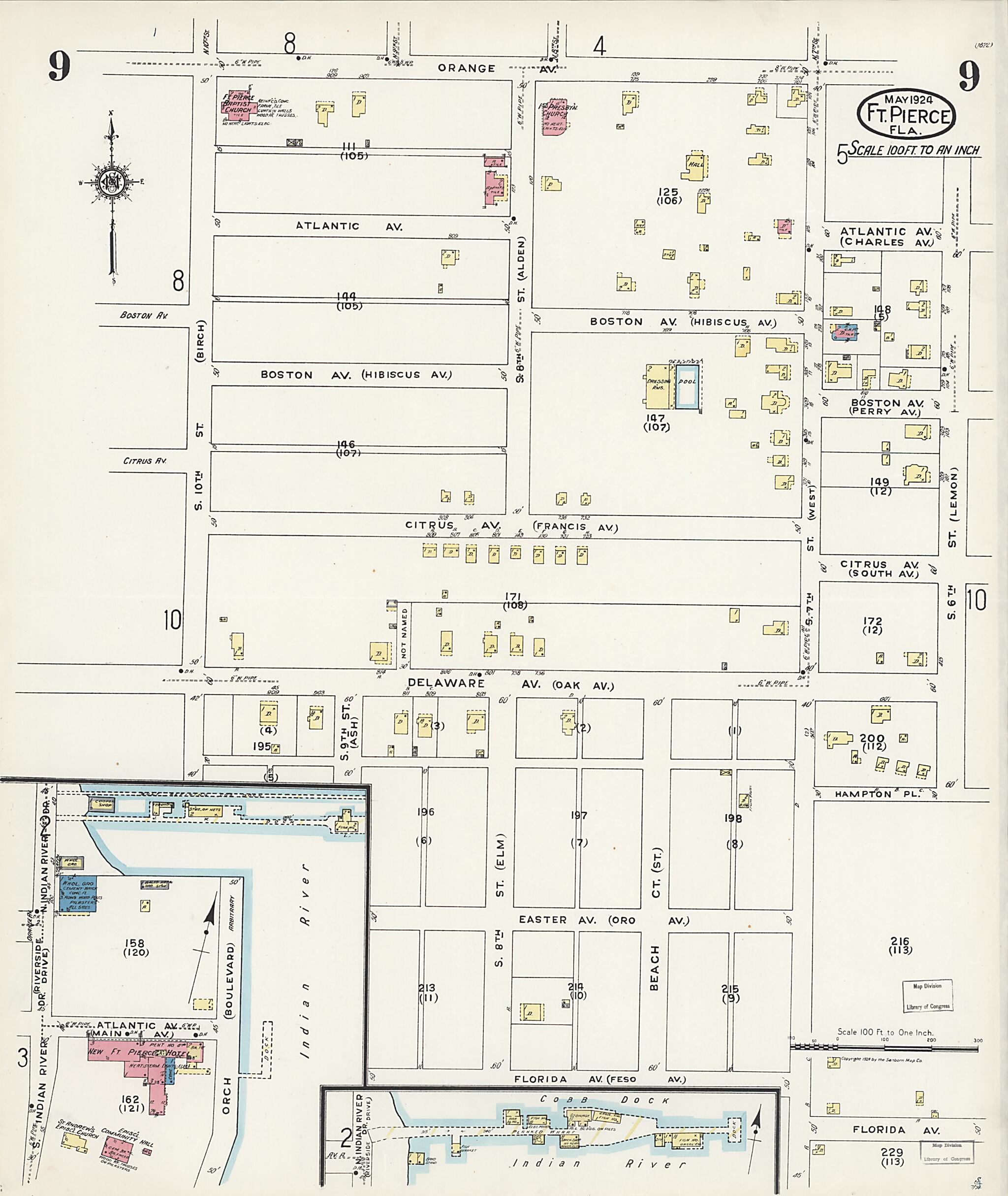 This old map of Fort Pierce, St Lucie County, Florida was created by Sanborn Map Company in 1924