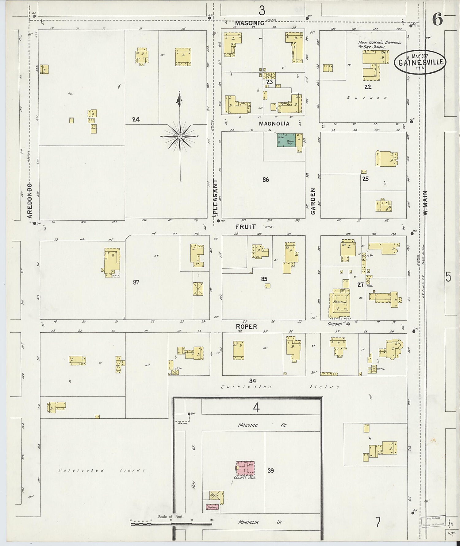 This old map of Gainesville, Alachua County, Florida was created by Sanborn Map Company in 1897