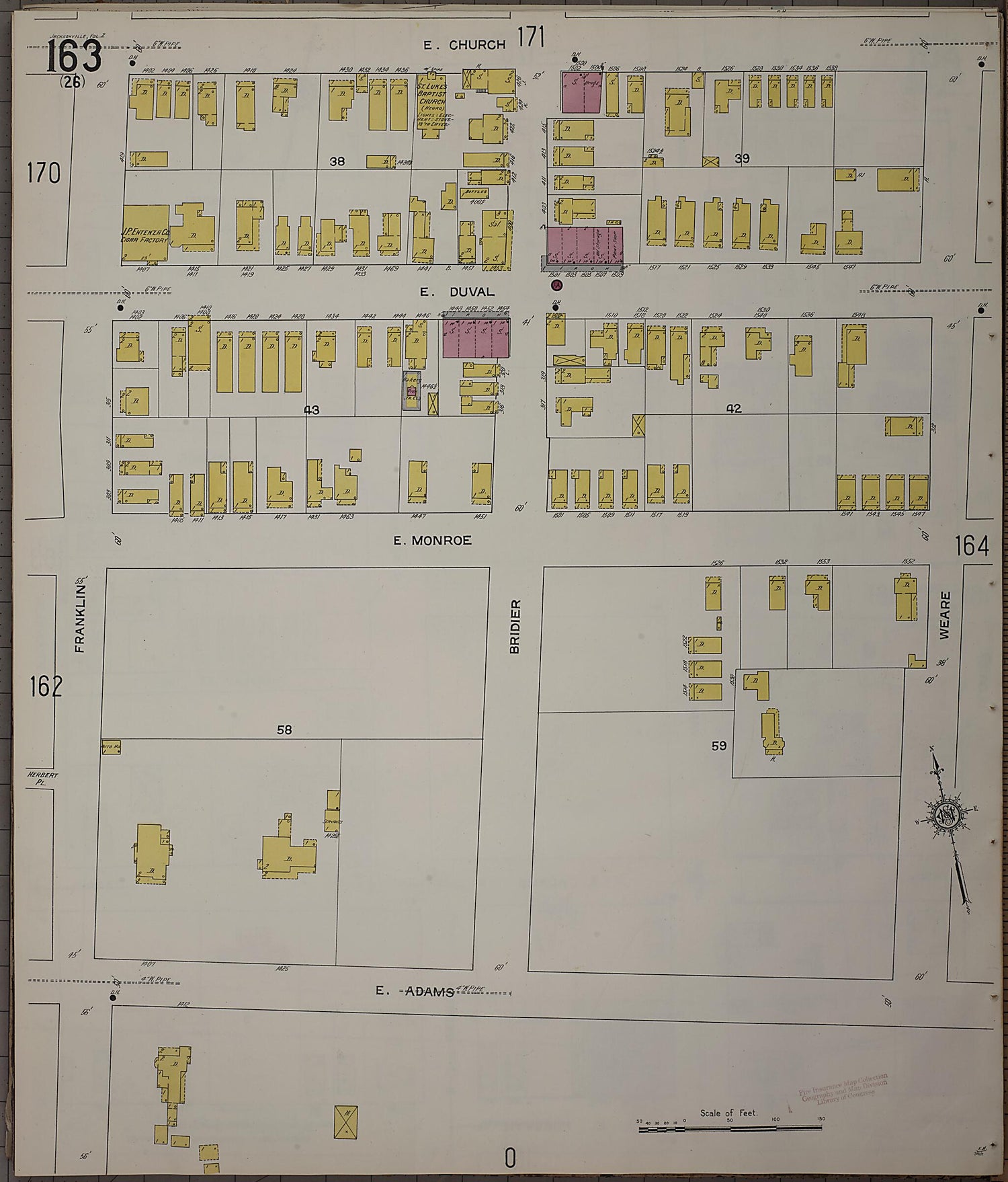 This old map of Jacksonville, Duval County, Florida was created by Sanborn Map Company in 1913