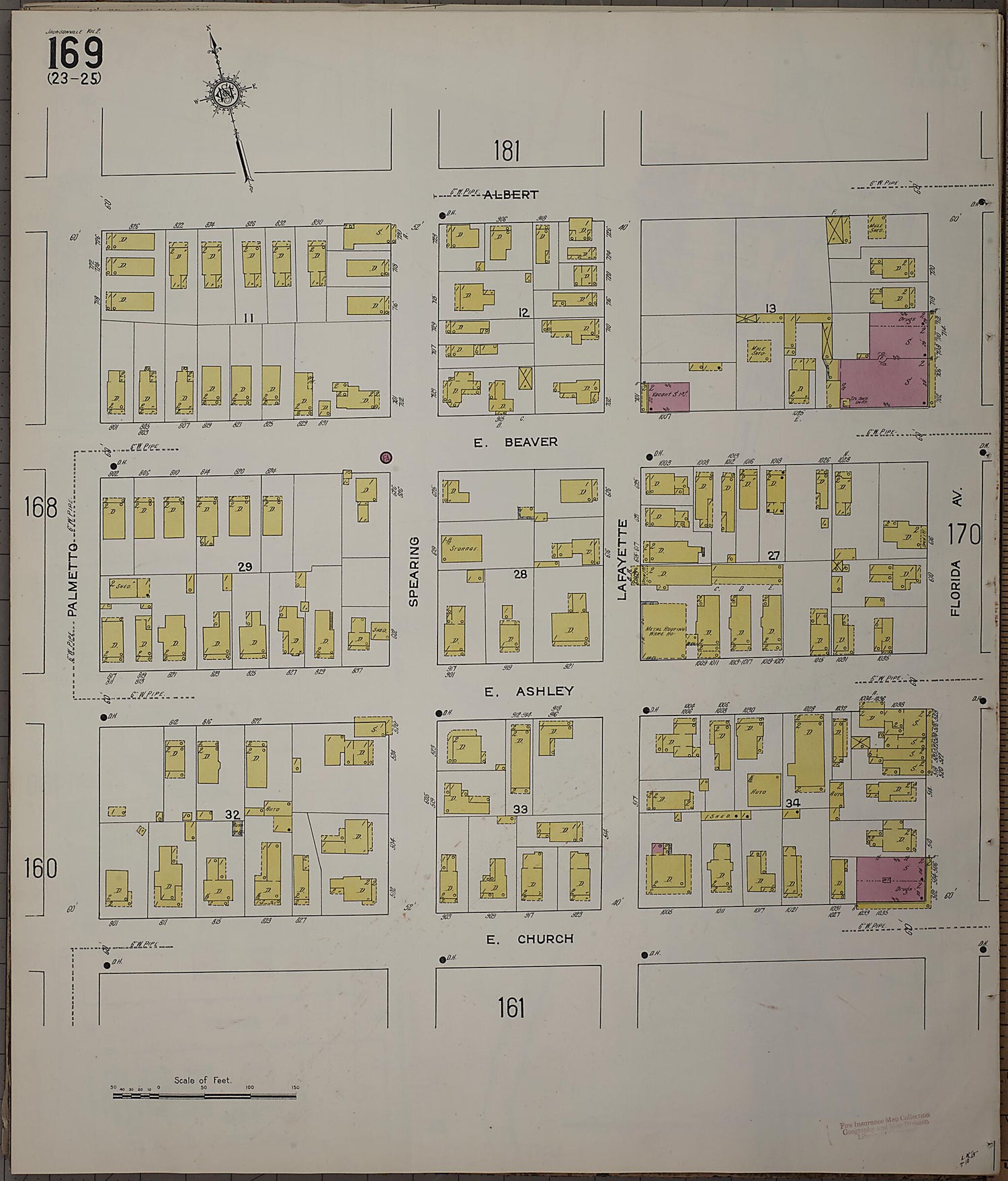 This old map of Jacksonville, Duval County, Florida was created by Sanborn Map Company in 1913