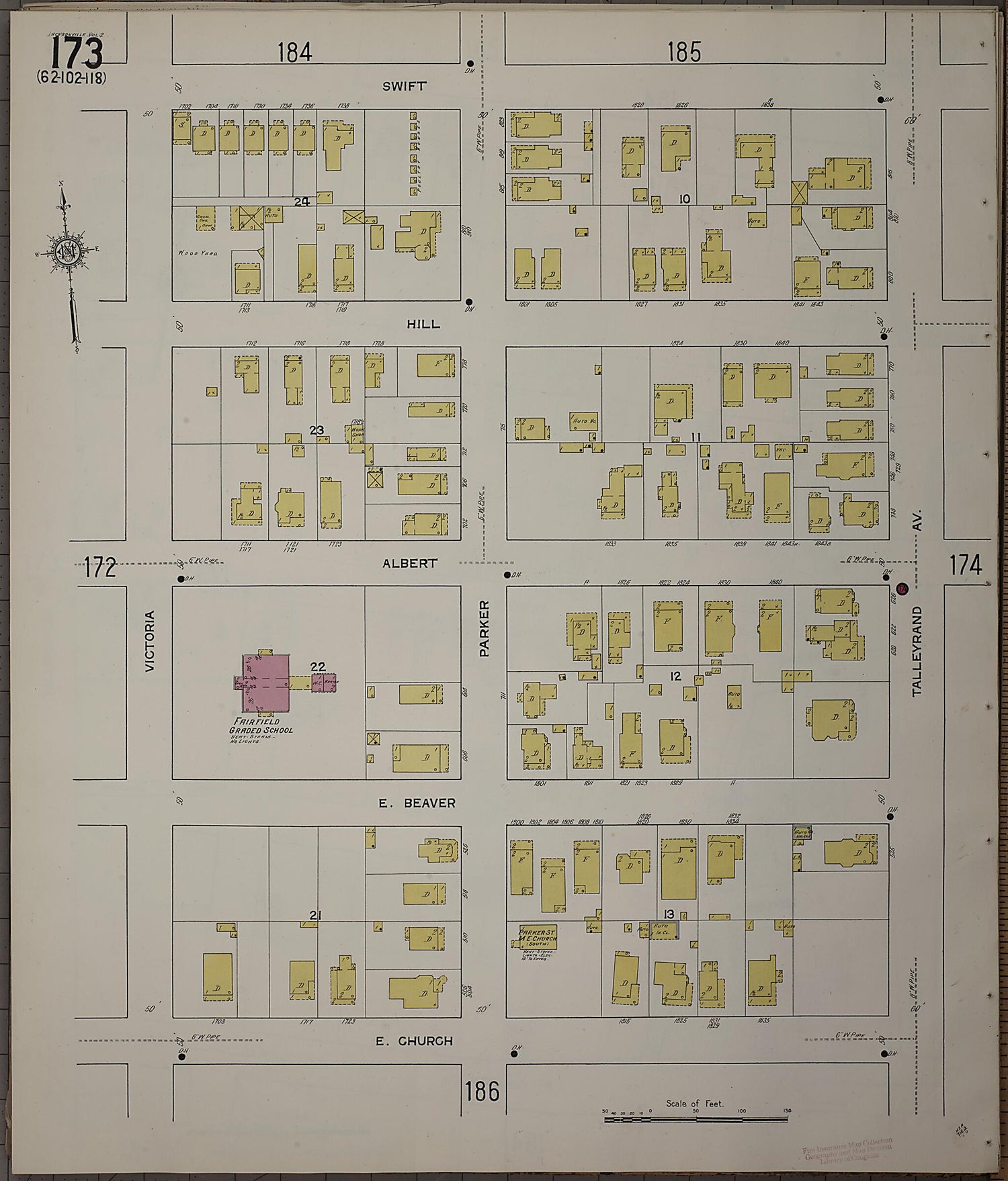 This old map of Jacksonville, Duval County, Florida was created by Sanborn Map Company in 1913