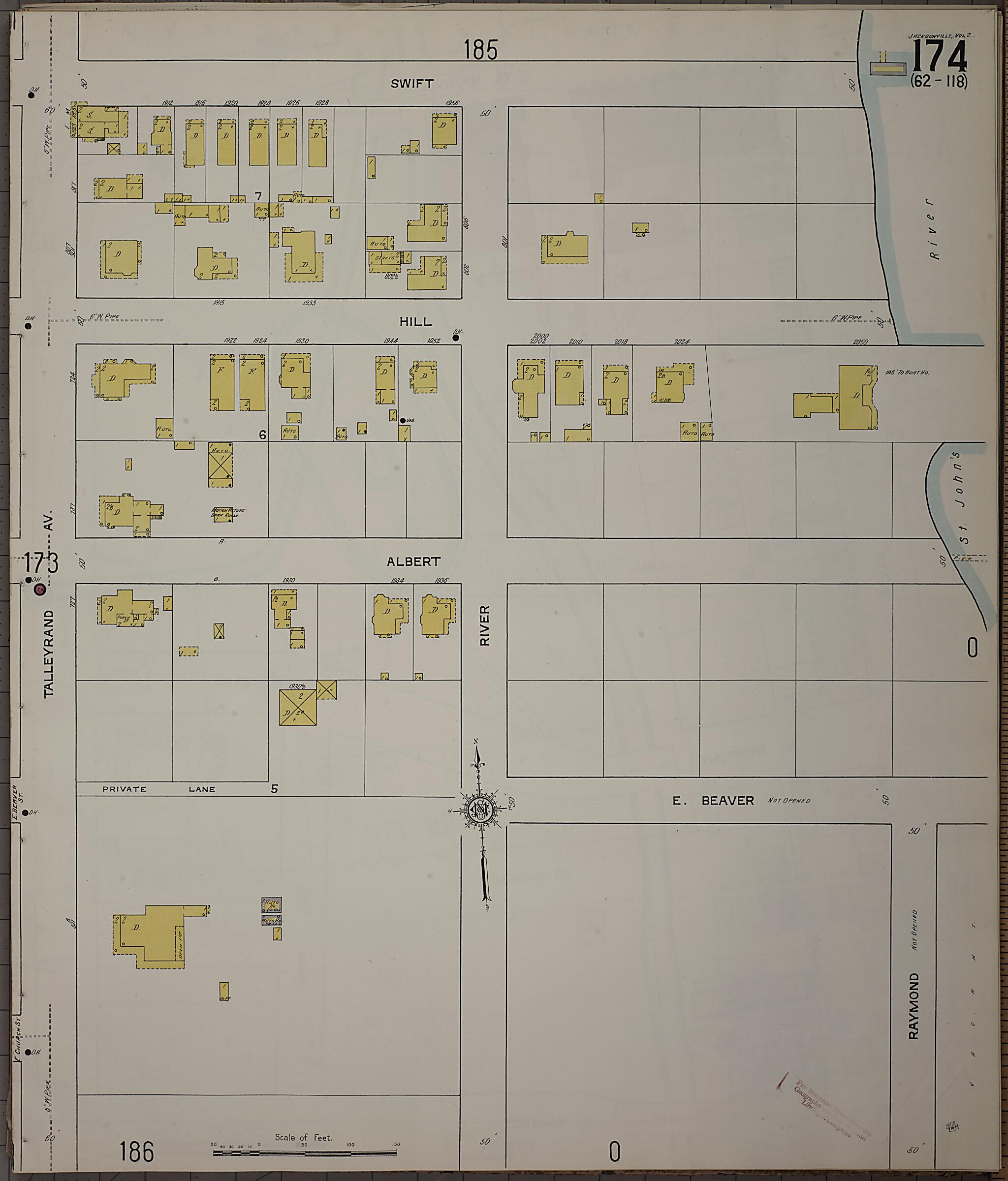This old map of Jacksonville, Duval County, Florida was created by Sanborn Map Company in 1913