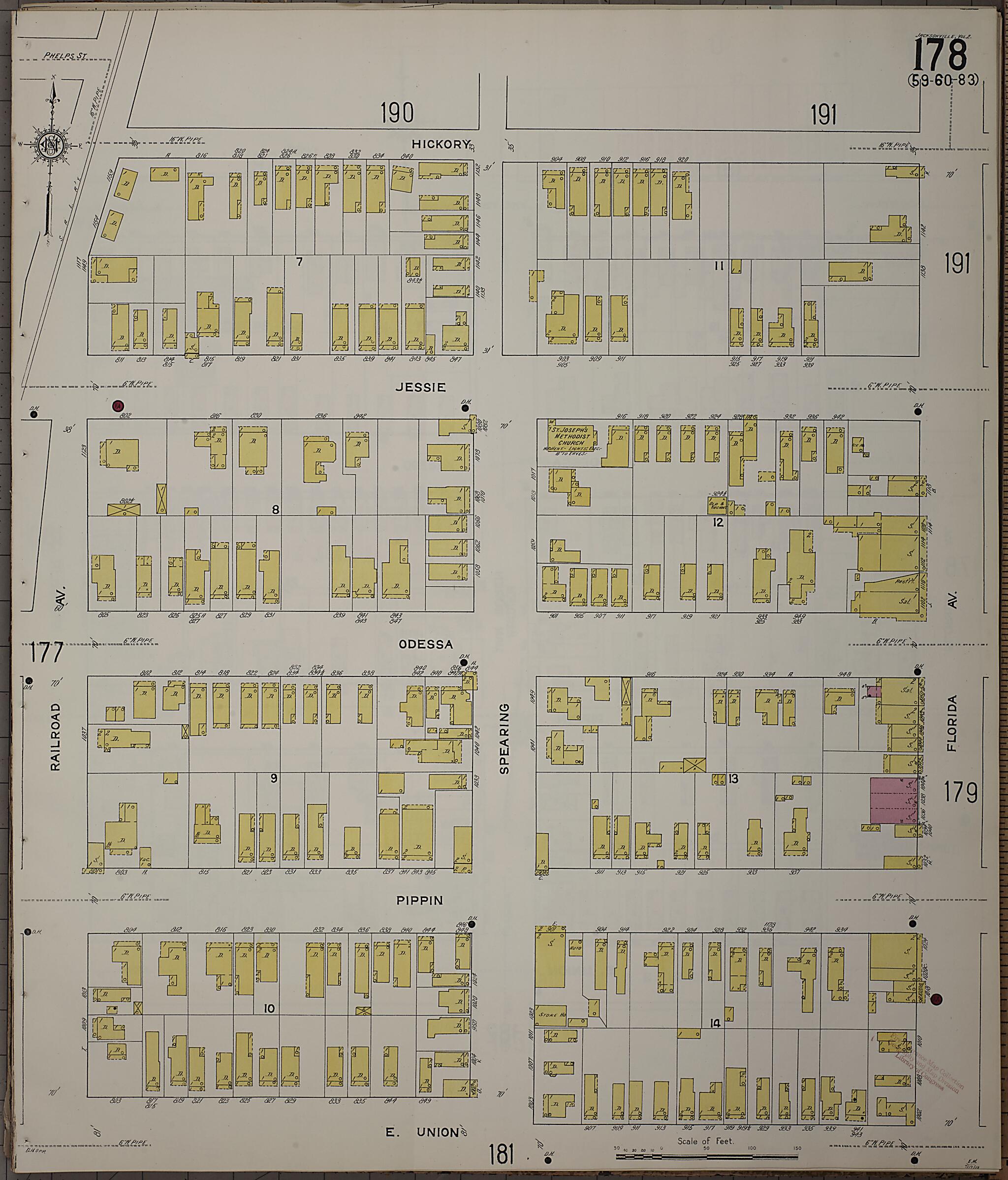 This old map of Jacksonville, Duval County, Florida was created by Sanborn Map Company in 1913