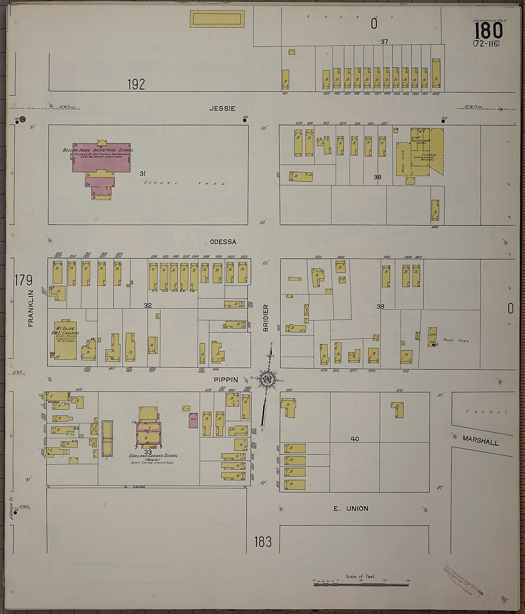 This old map of Jacksonville, Duval County, Florida was created by Sanborn Map Company in 1913
