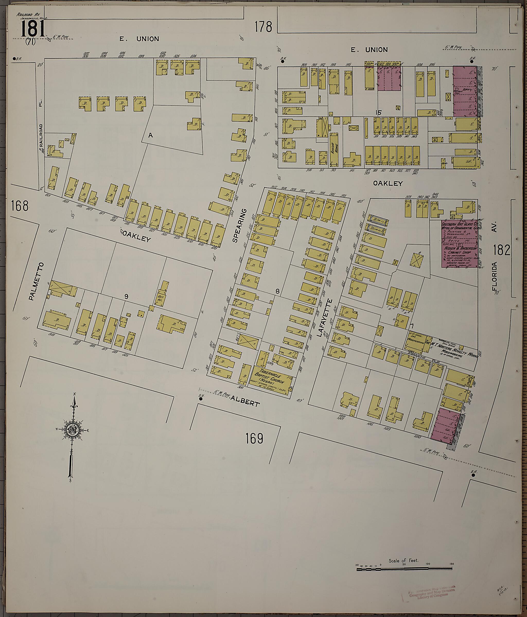 This old map of Jacksonville, Duval County, Florida was created by Sanborn Map Company in 1913