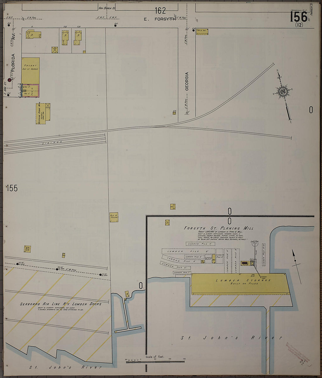 This old map of Jacksonville, Duval County, Florida was created by Sanborn Map Company in 1913