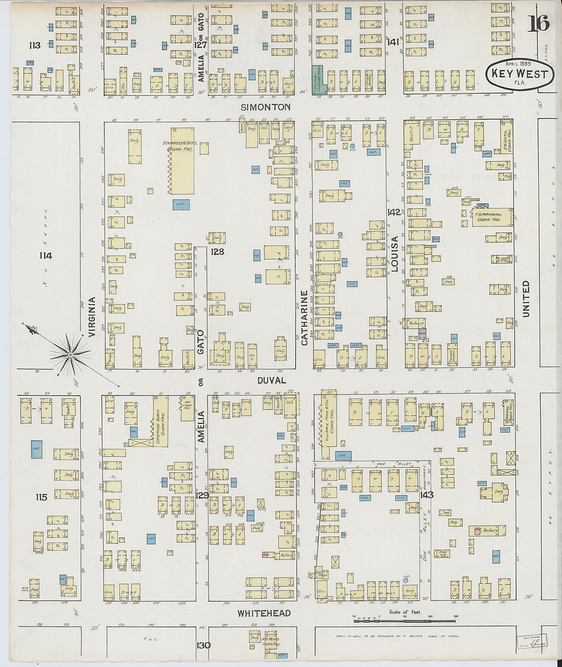This old map of Key West, Monroe County, Florida was created by Sanborn Map Company in 1889