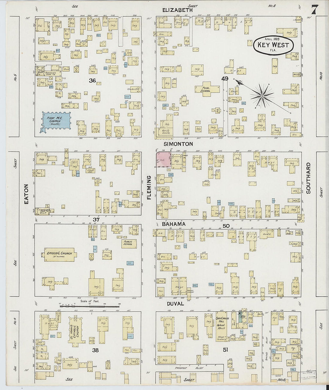 This old map of Key West, Monroe County, Florida was created by Sanborn Map Company in 1889