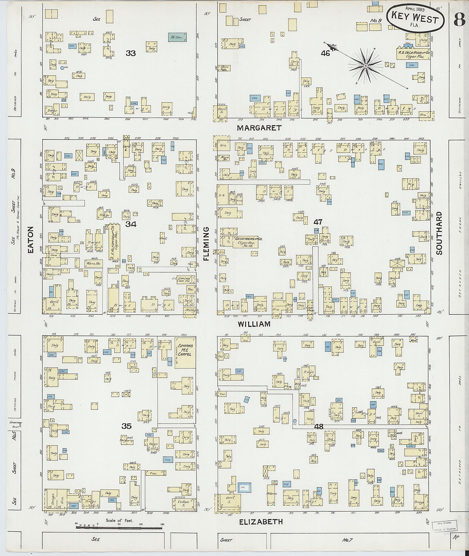 This old map of Key West, Monroe County, Florida was created by Sanborn Map Company in 1889