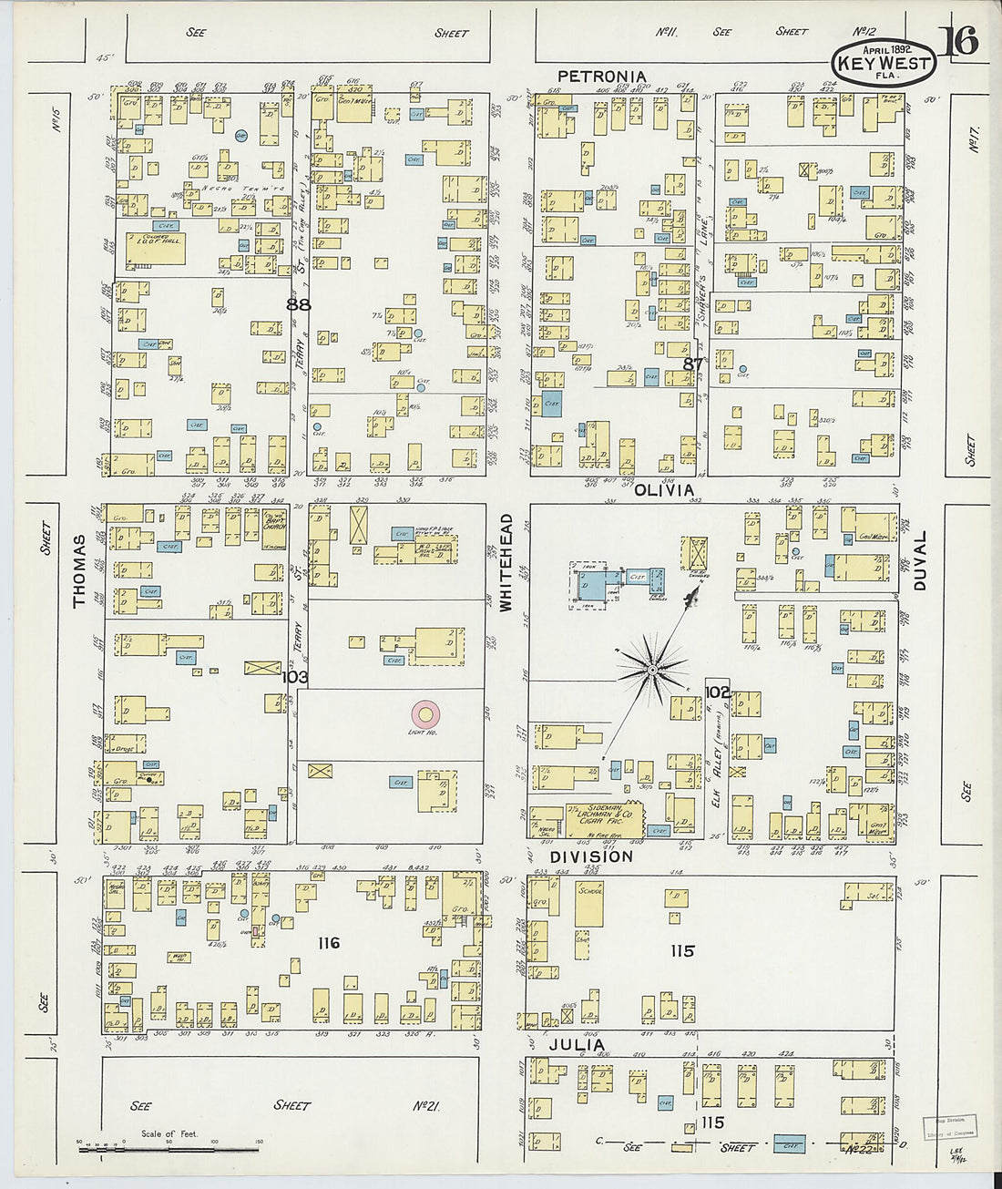 This old map of Key West, Monroe County, Florida was created by Sanborn Map Company in 1892