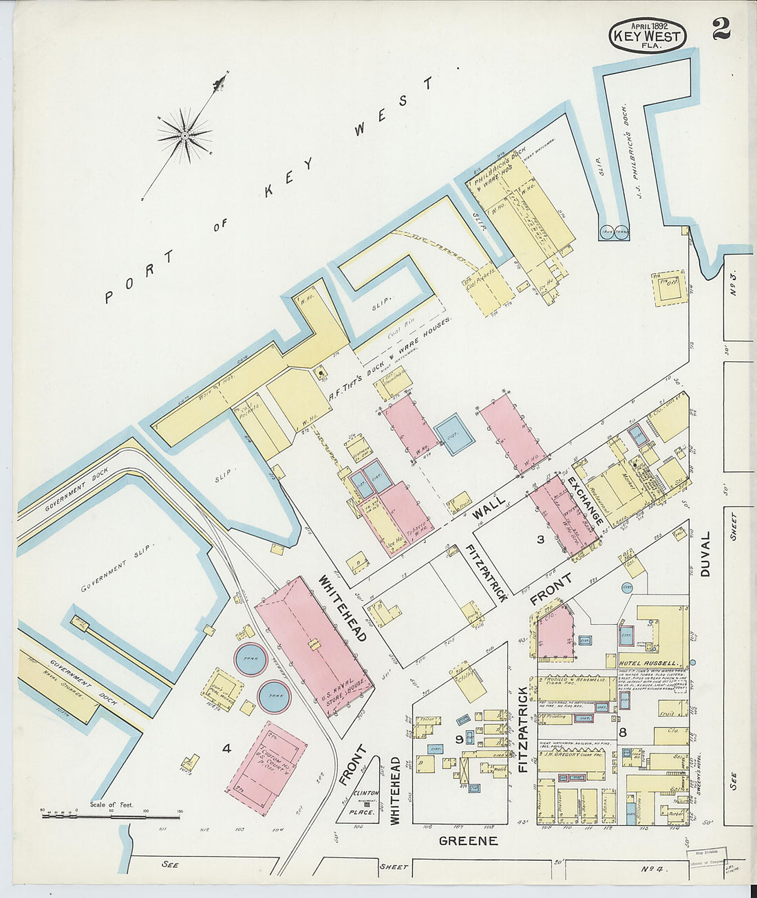 This old map of Key West, Monroe County, Florida was created by Sanborn Map Company in 1892