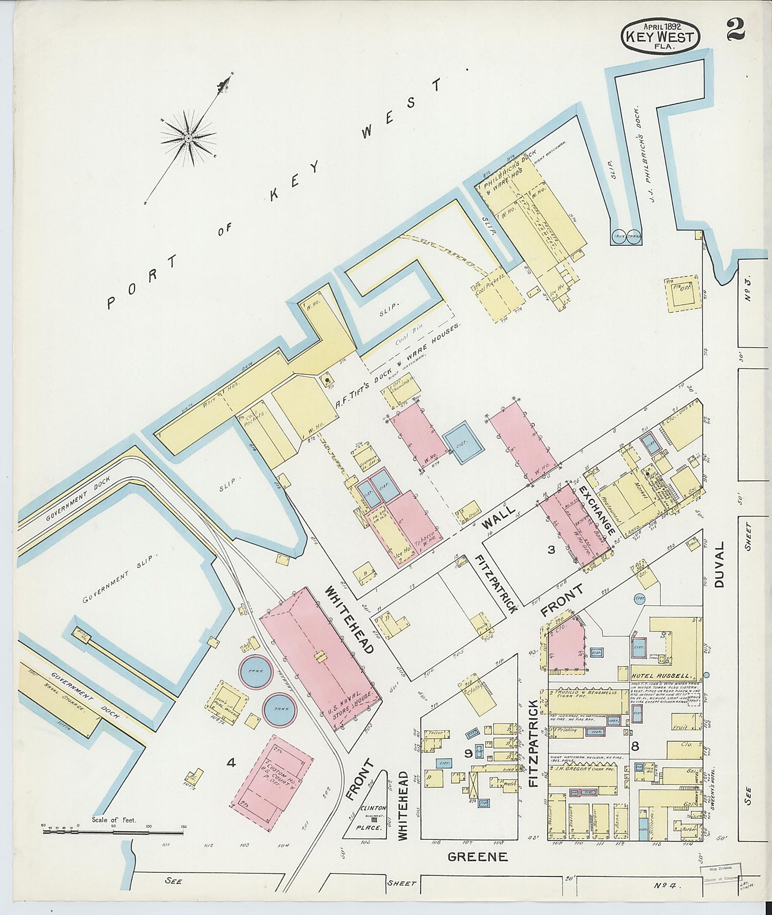 This old map of Key West, Monroe County, Florida was created by Sanborn Map Company in 1892