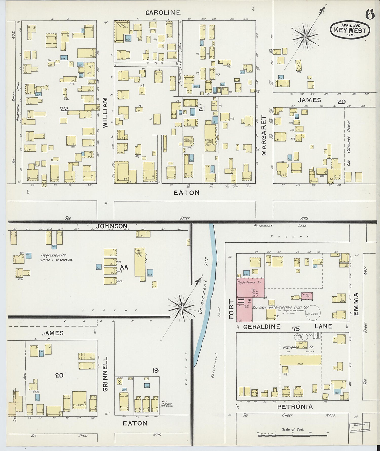 This old map of Key West, Monroe County, Florida was created by Sanborn Map Company in 1892
